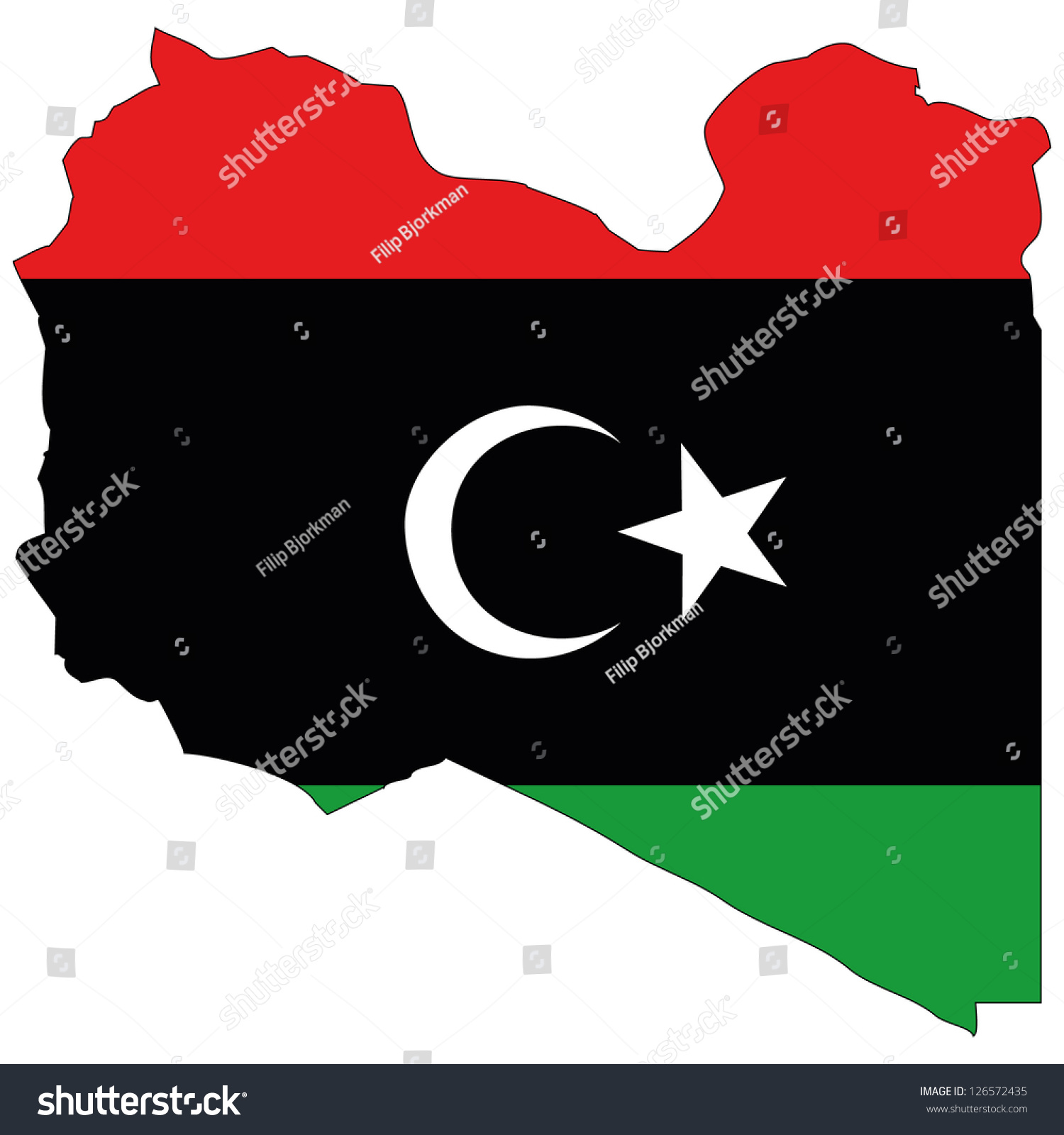 Libya Vector Map With The Flag Inside. - 126572435 : Shutterstock