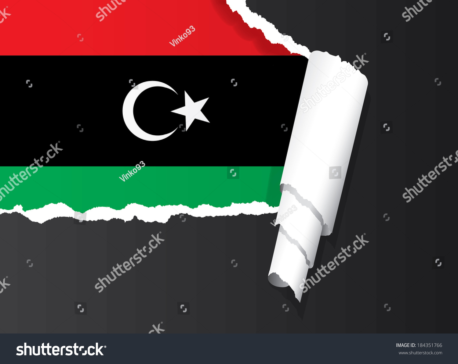 Libyan Flag Under Ripped Paper Vector Stock Vector (Royalty Free) 184351766