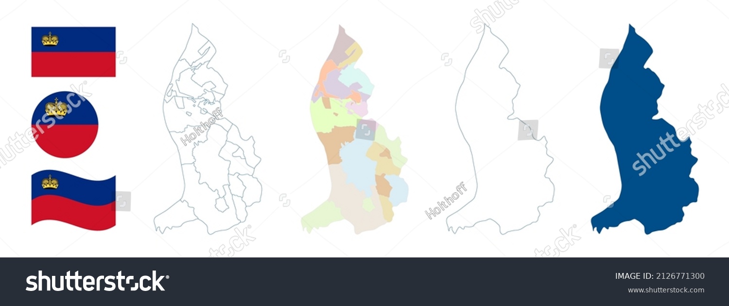 Liechtenstein Map Detailed Blue Outline Silhouette Stock Vector