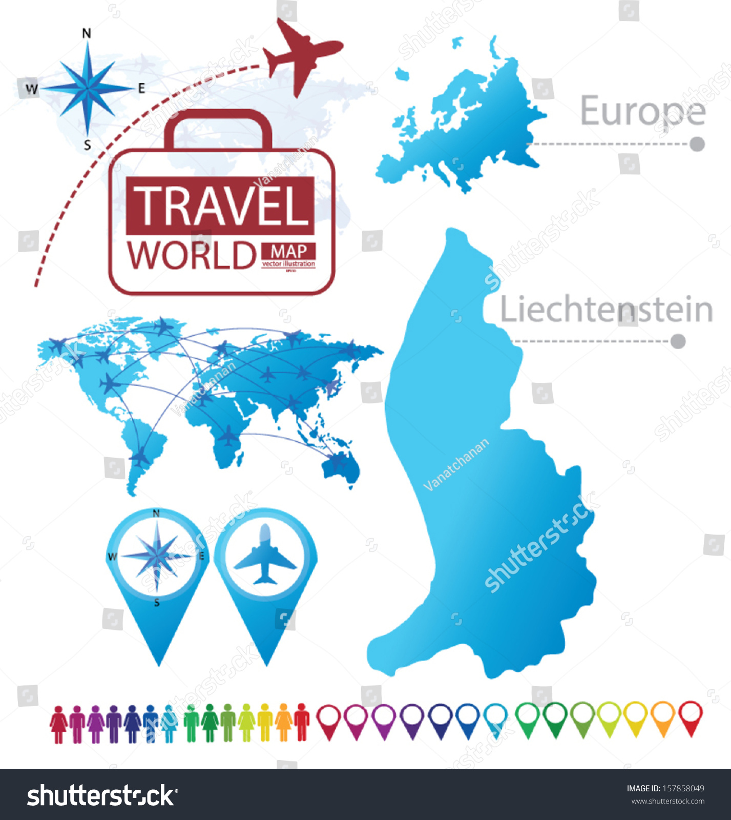 Liechtenstein Map Europe Modern Globe Travel Stock Vector Royalty