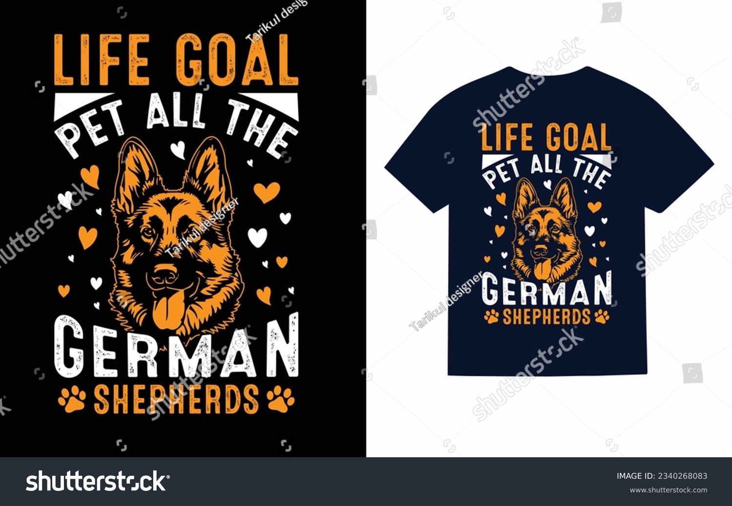 SVG of life goal pet all the german, shepherd dog typograthy t-shirt design svg
