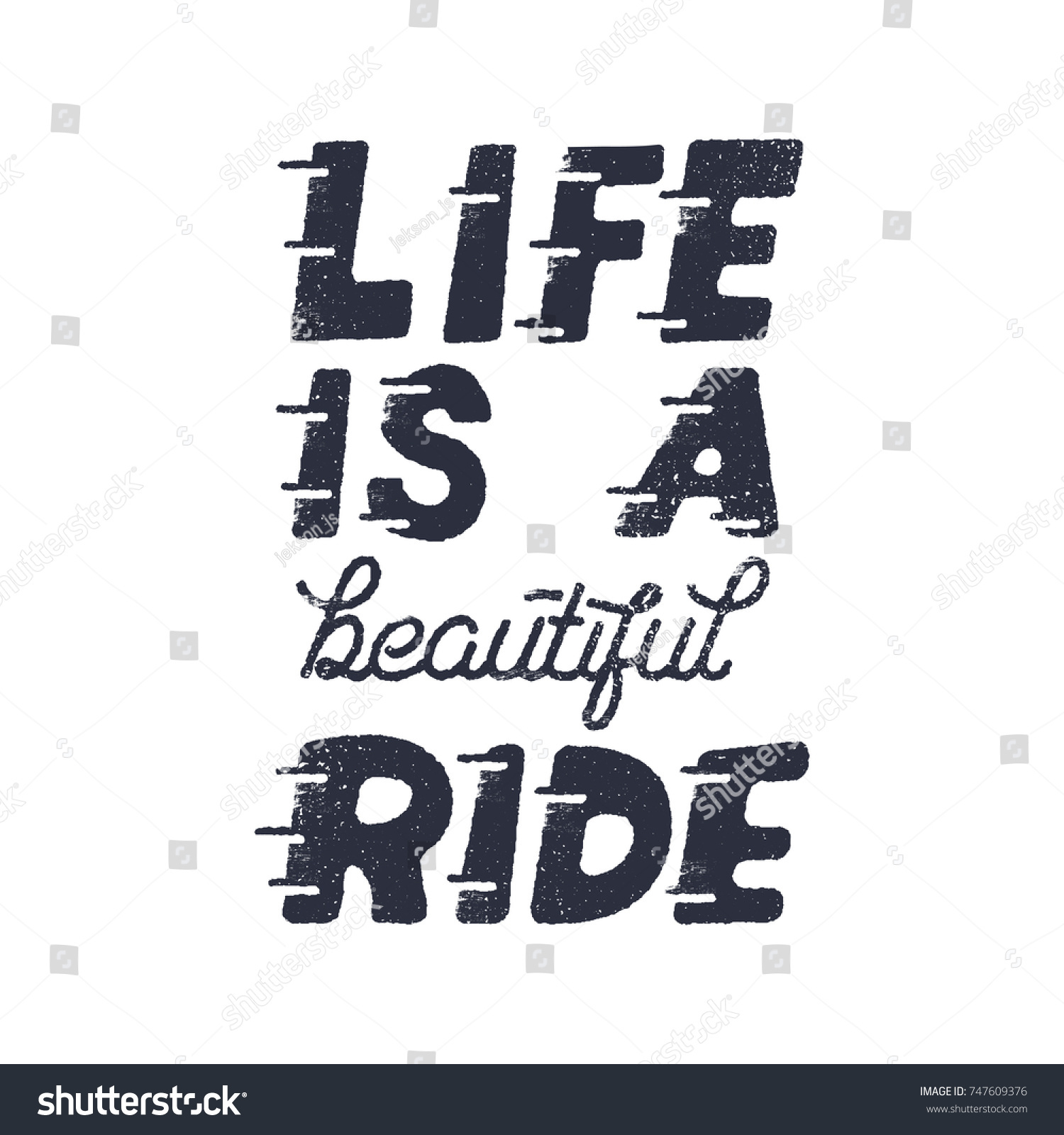 Life is a beautiful ride Inspiring creative motivation quote brochure Typography monochrome poster design