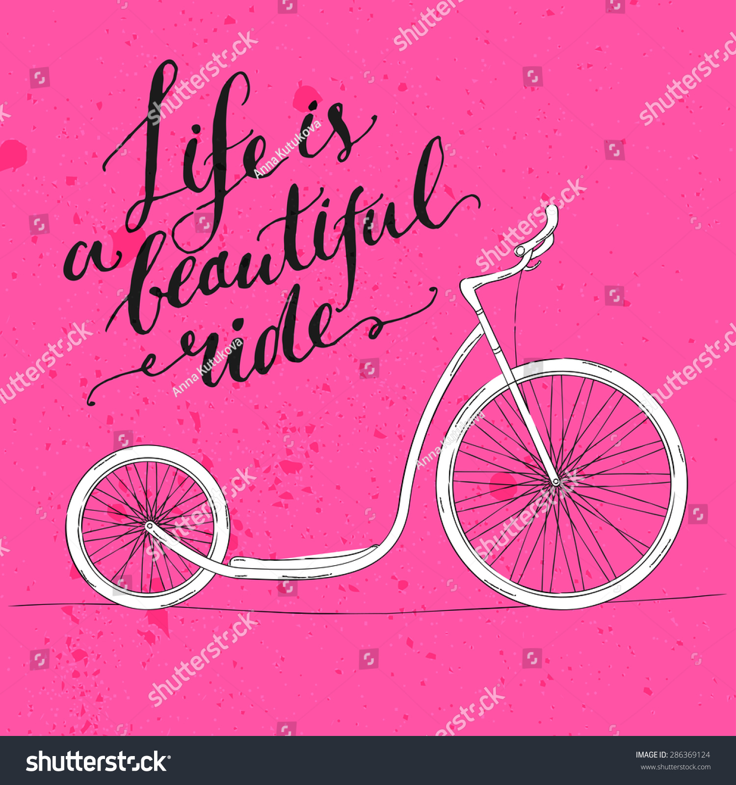 Life is a beautiful ride modern Handwritten modern calligraphy inspirational quote for card on