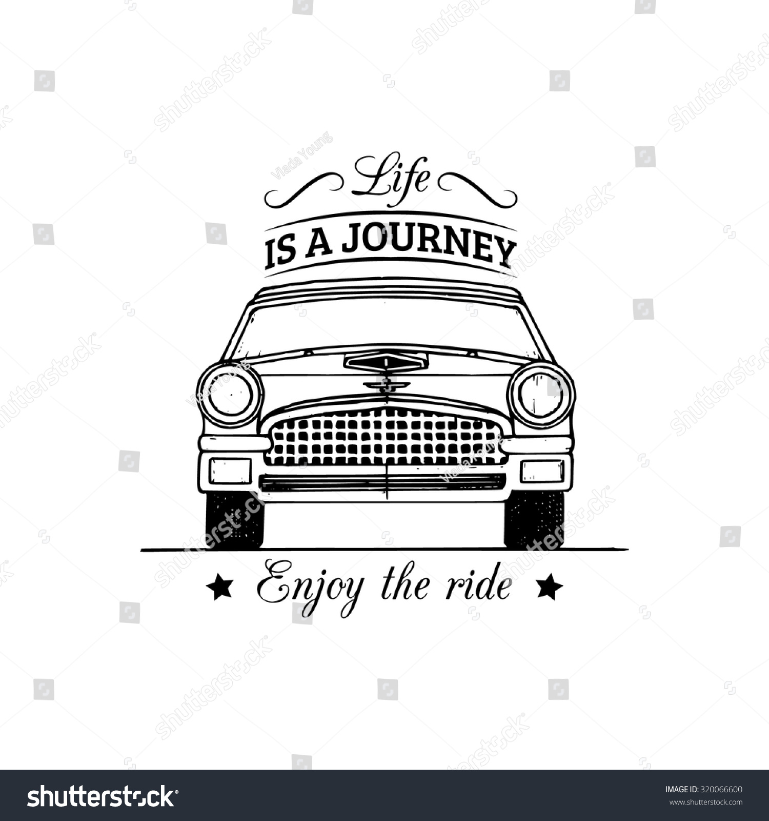 Life is a journey enjoy the ride motivational quote Vintage retro automobile logo