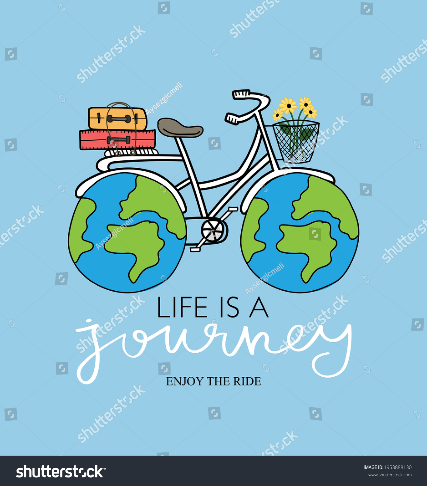 Life Journey Inspirational Slogan Text Bike Stock Vector (Royalty Free