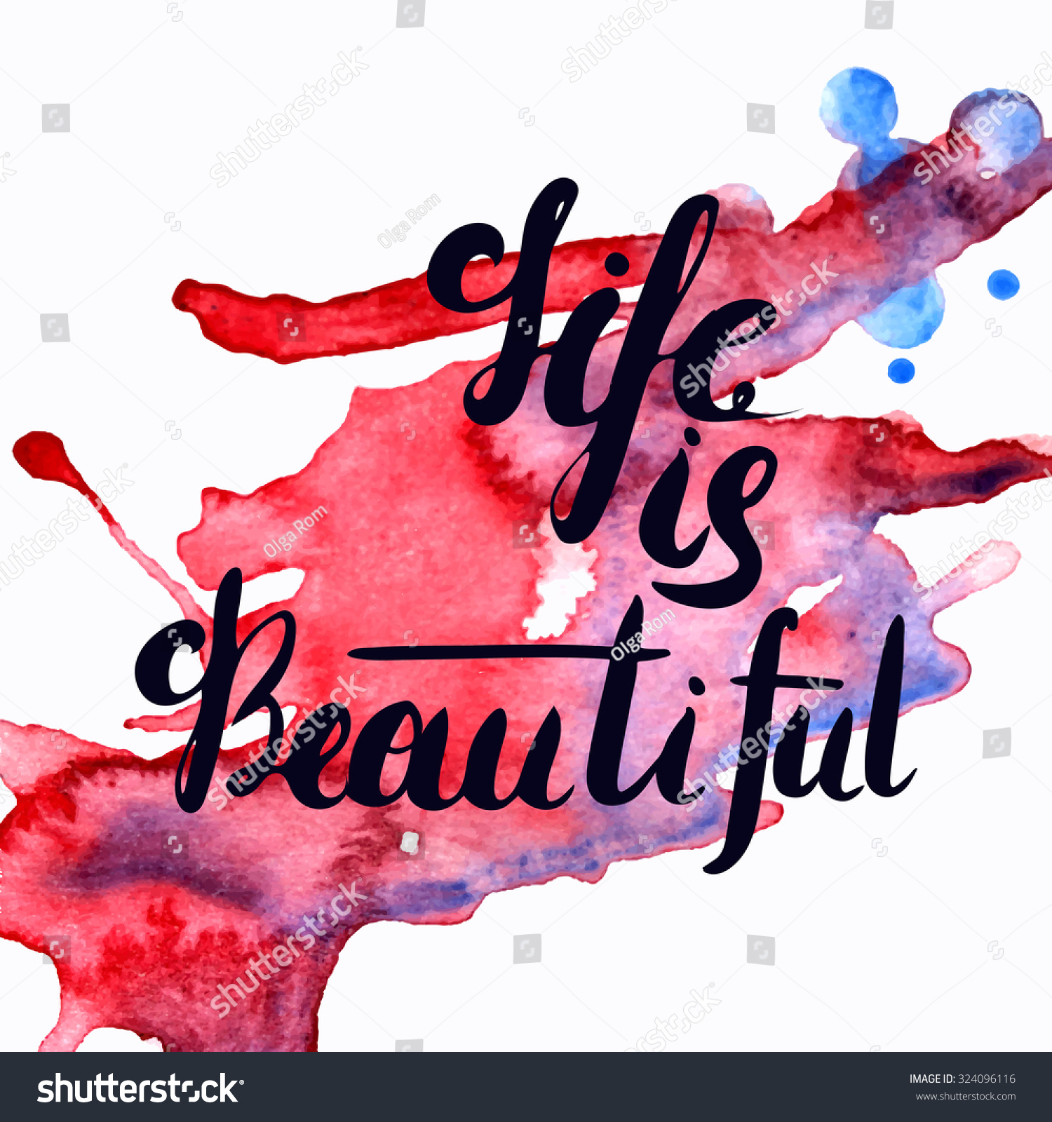 Life is beautiful romantic quote for valentines day card or save the date card