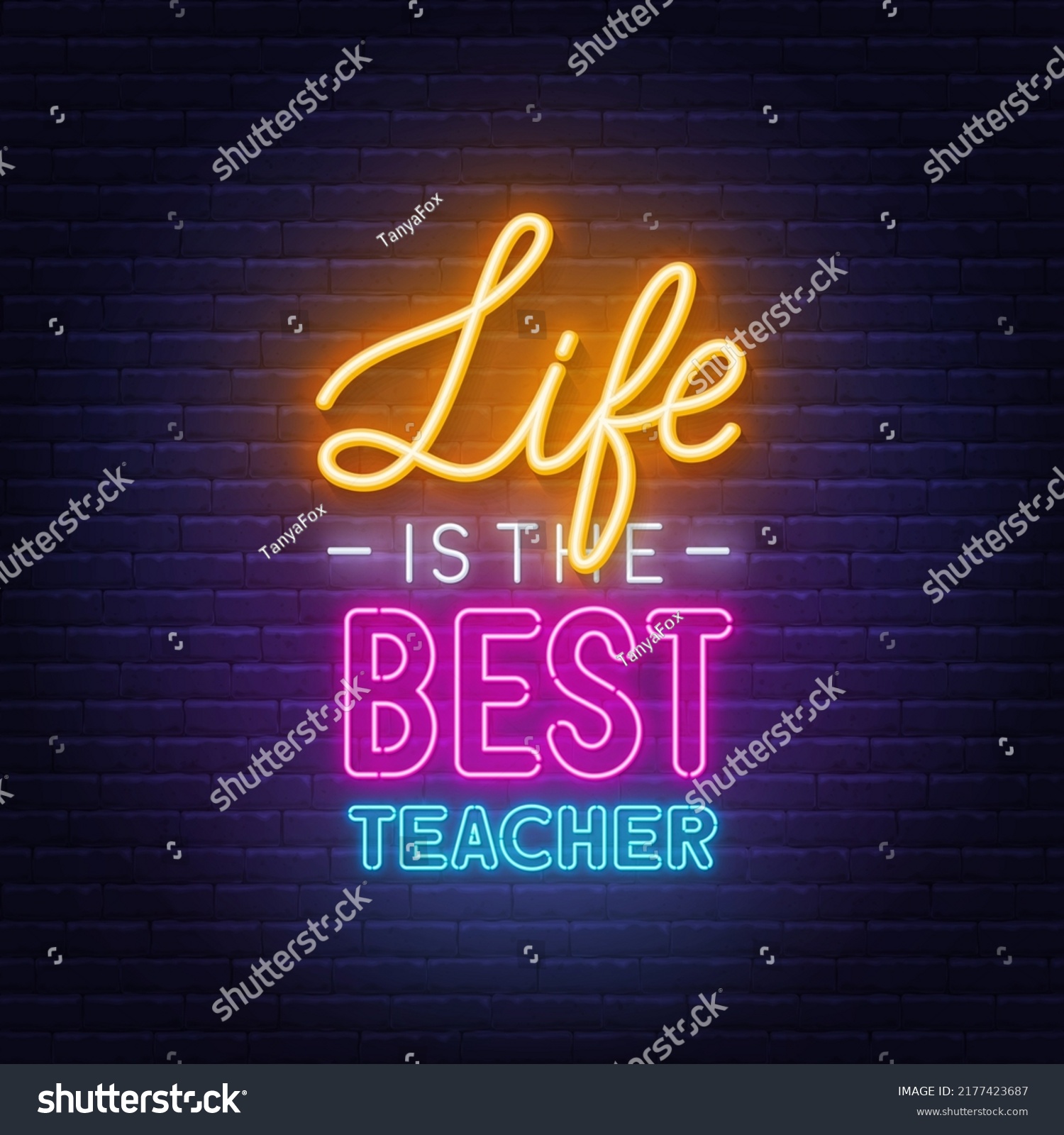 life-best-teacher-neon-quote-on-stock-vector-royalty-free-2177423687