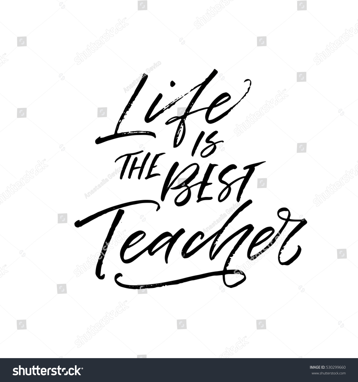 Life is the best teacher postcard Hand drawn motivational quote Ink illustration Modern