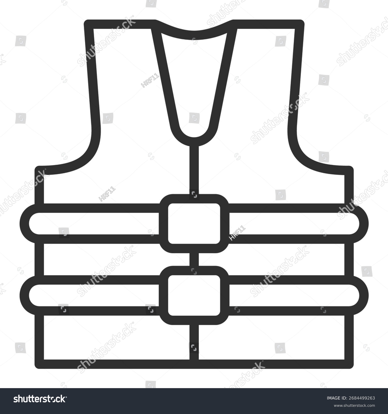 black life vest outline, safety equipment clip art preview