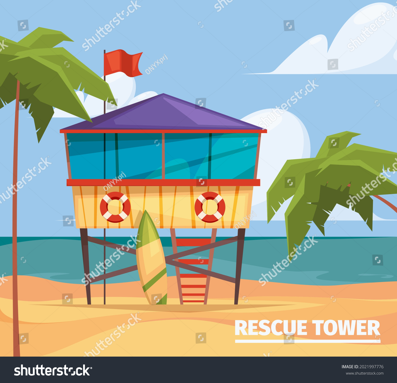 SVG of Lifeguard buildings. Seaside background with guard professional wooden building garish vector illustrations of security construction svg