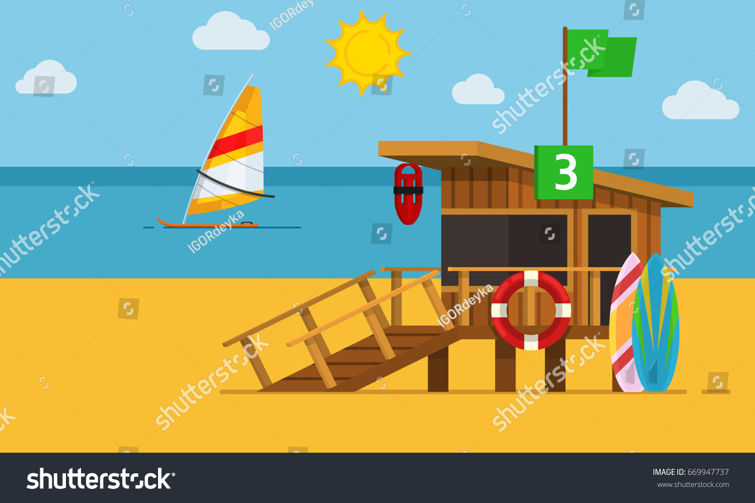 SVG of Lifeguard Rescue Beach Tower svg