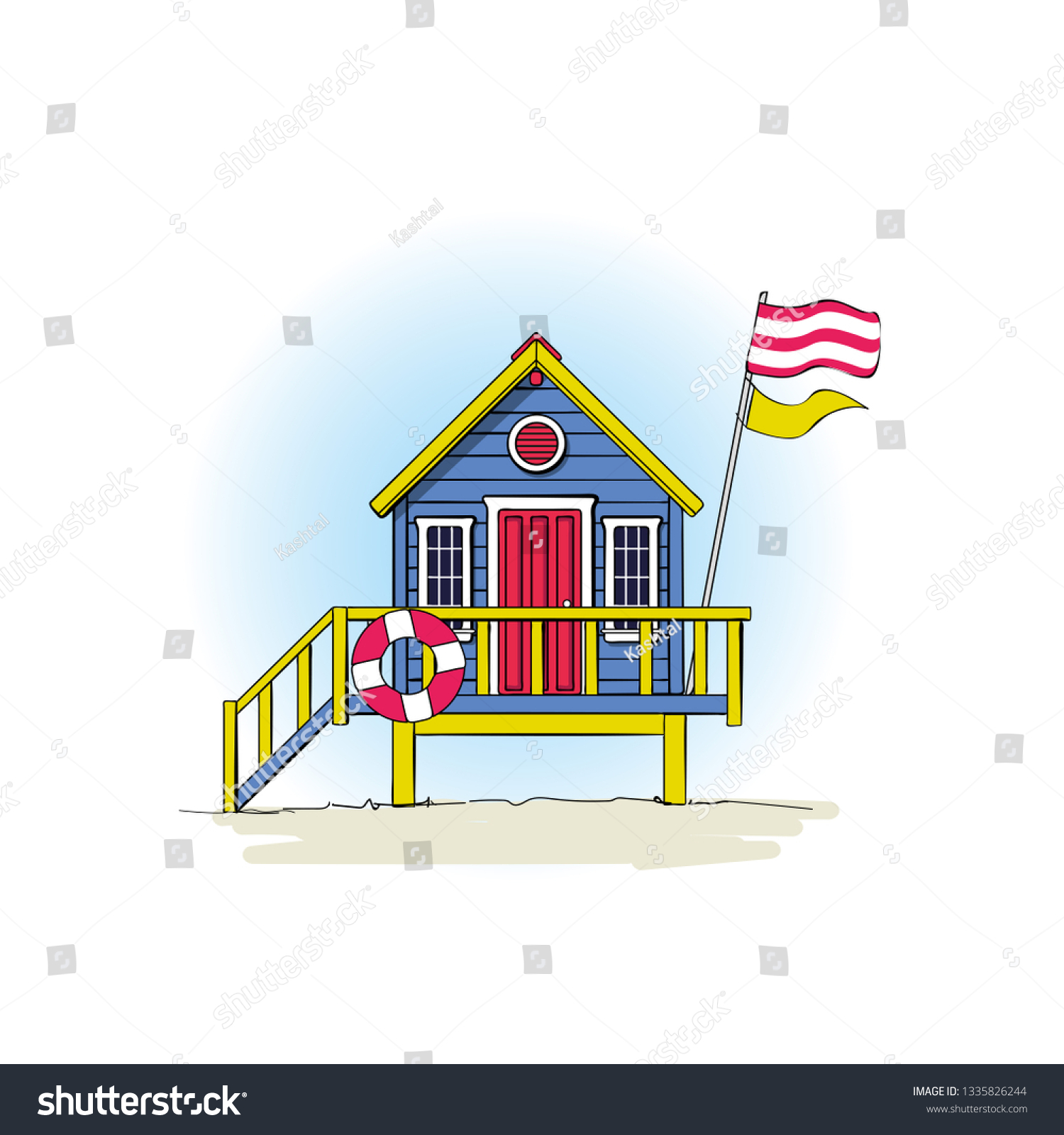 SVG of Lifeguard stations icon.Flat design.Beach lifeguard house logo or label template.Summer vector illustration svg
