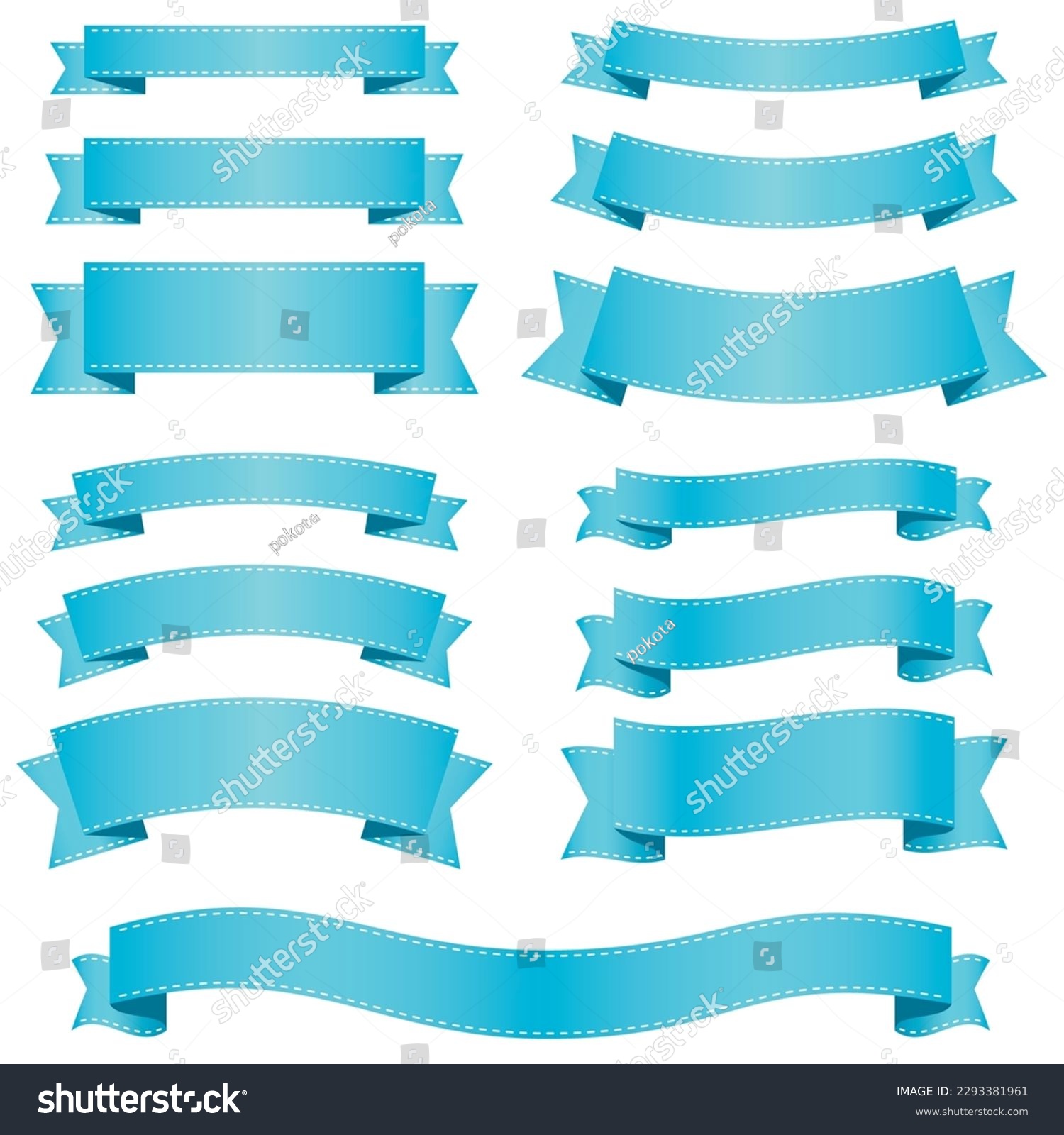 SVG of Light blue gradient title ribbon in various shapes svg