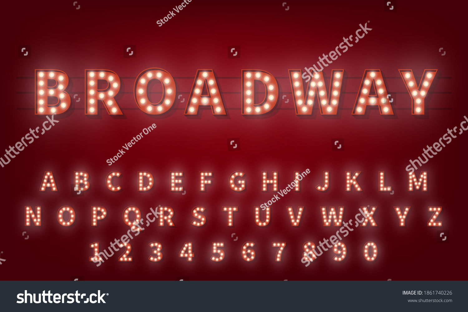 SVG of Light bulb alphabet. Broadway style 3d retro typography typeface svg