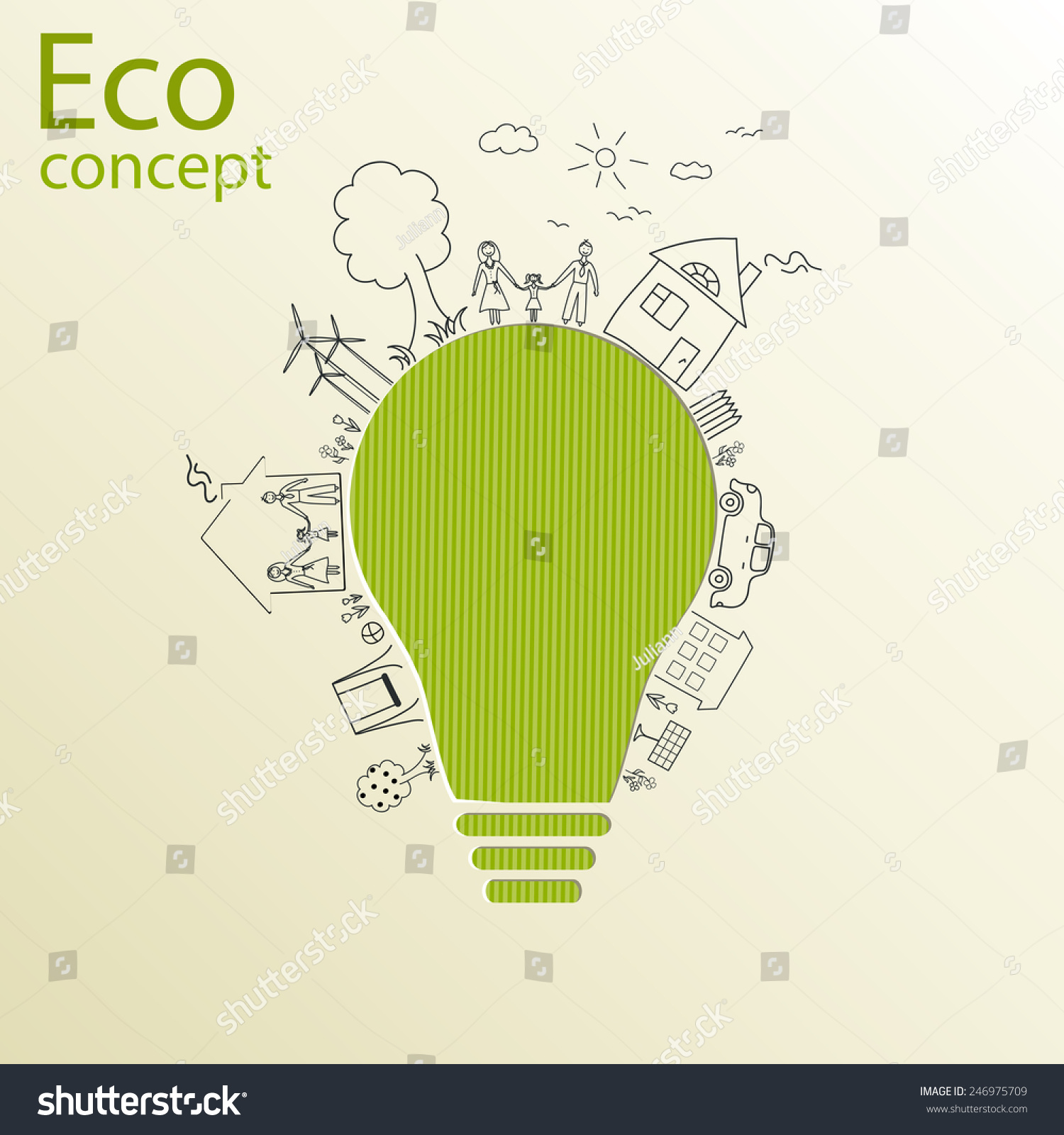 Light Bulb Idea Creative Drawing Ecological Stock Vector (Royalty Free ...