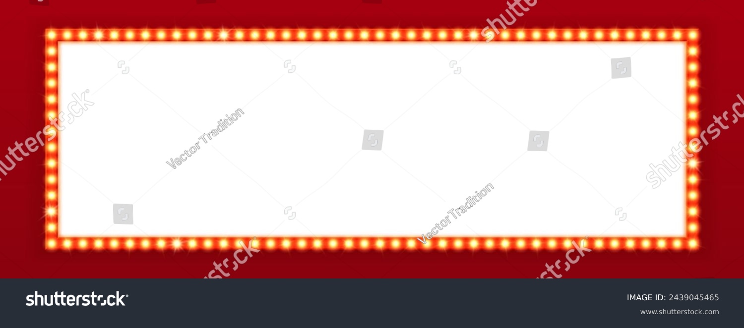 SVG of Light bulb marquee frame, circus board, retro broadway billboard, casino board, cinema movie theater signboard. Vector horizontal background inviting to immerse in the enchantment of live performances svg