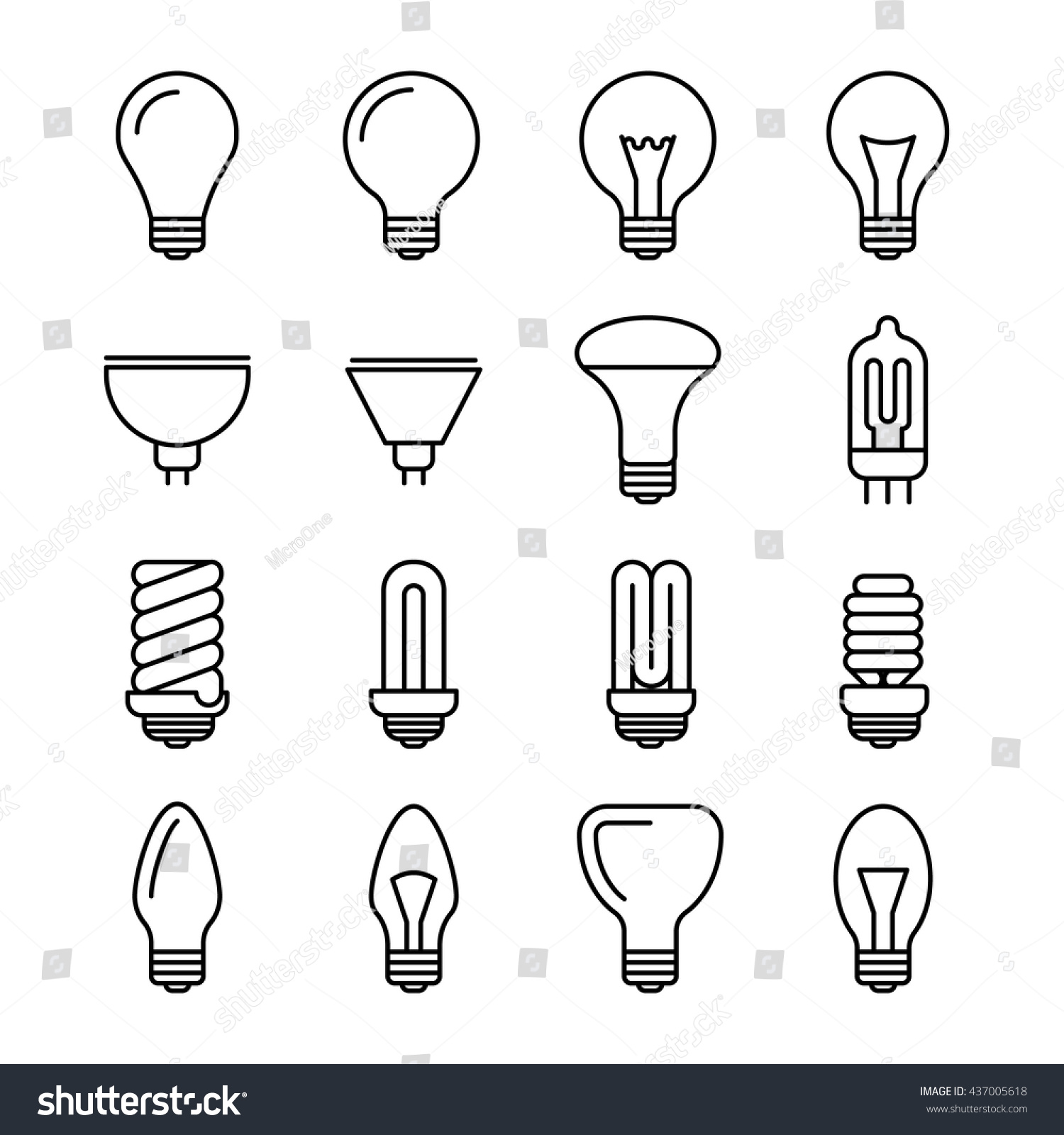 Light Bulb Outline Vector Icons Energy Stock Vector 437005618 ...