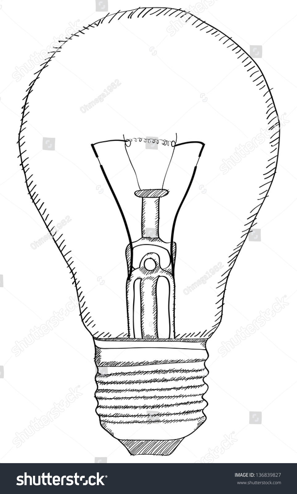 Light Bulb Vector Outline Sketched Up Stock Vector 136839827 - Shutterstock