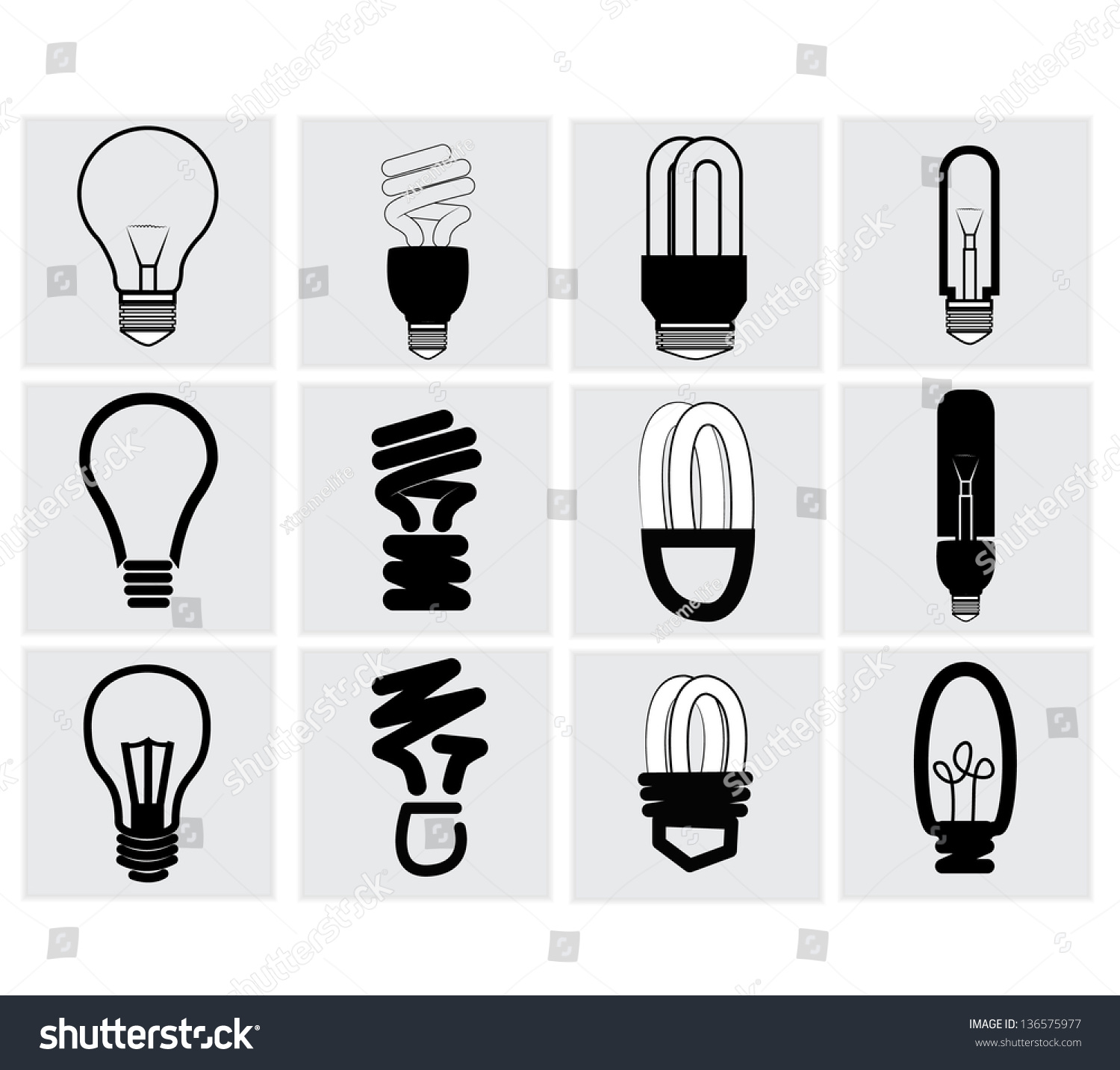 Light Bulbs Bulb Icon Set Stock Vector 136575977 - Shutterstock