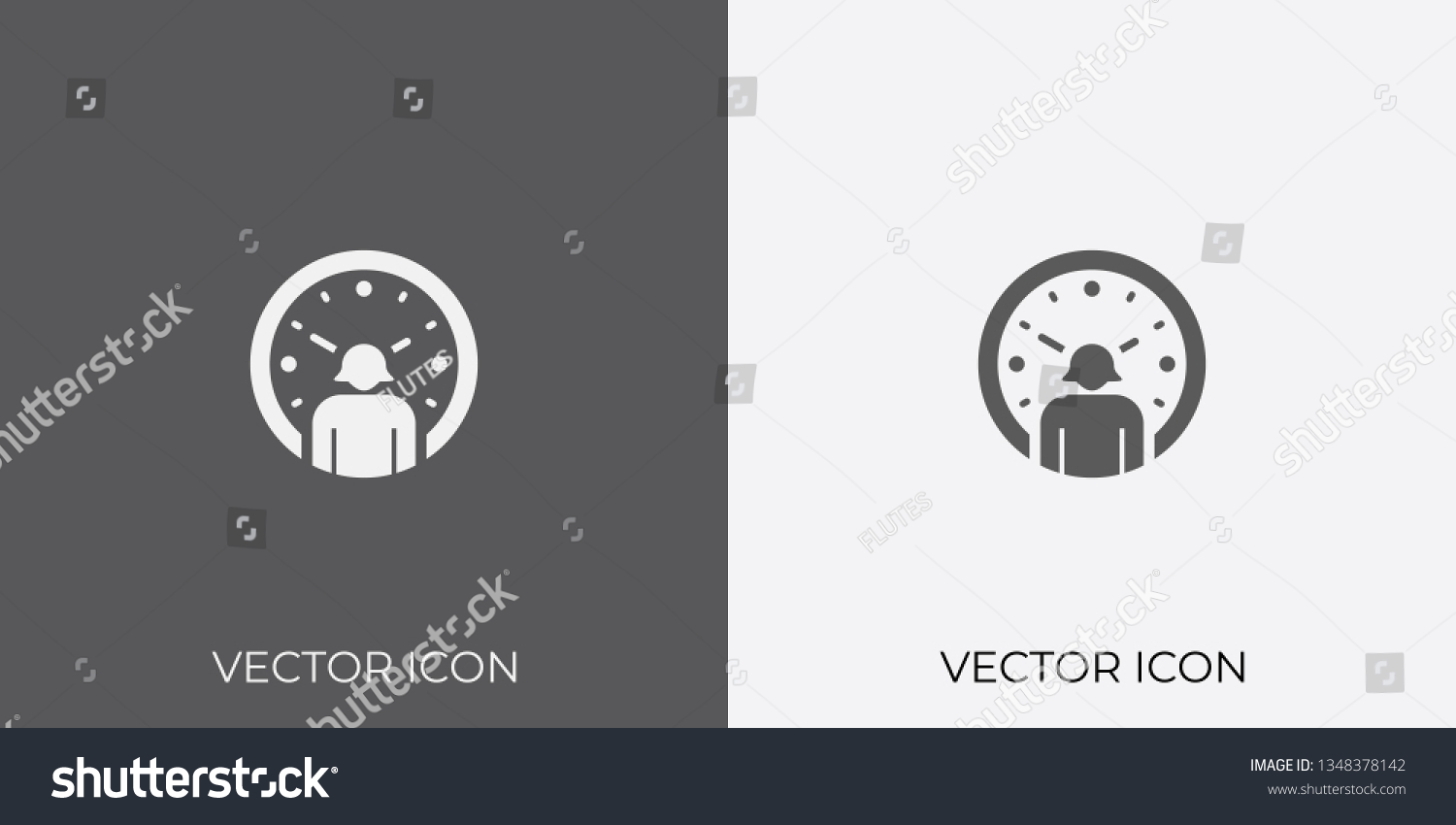 SVG of Light & Dark Gray Icon of Man With Clock For Mobile, Software & App.. Eps. 10. - Vector svg