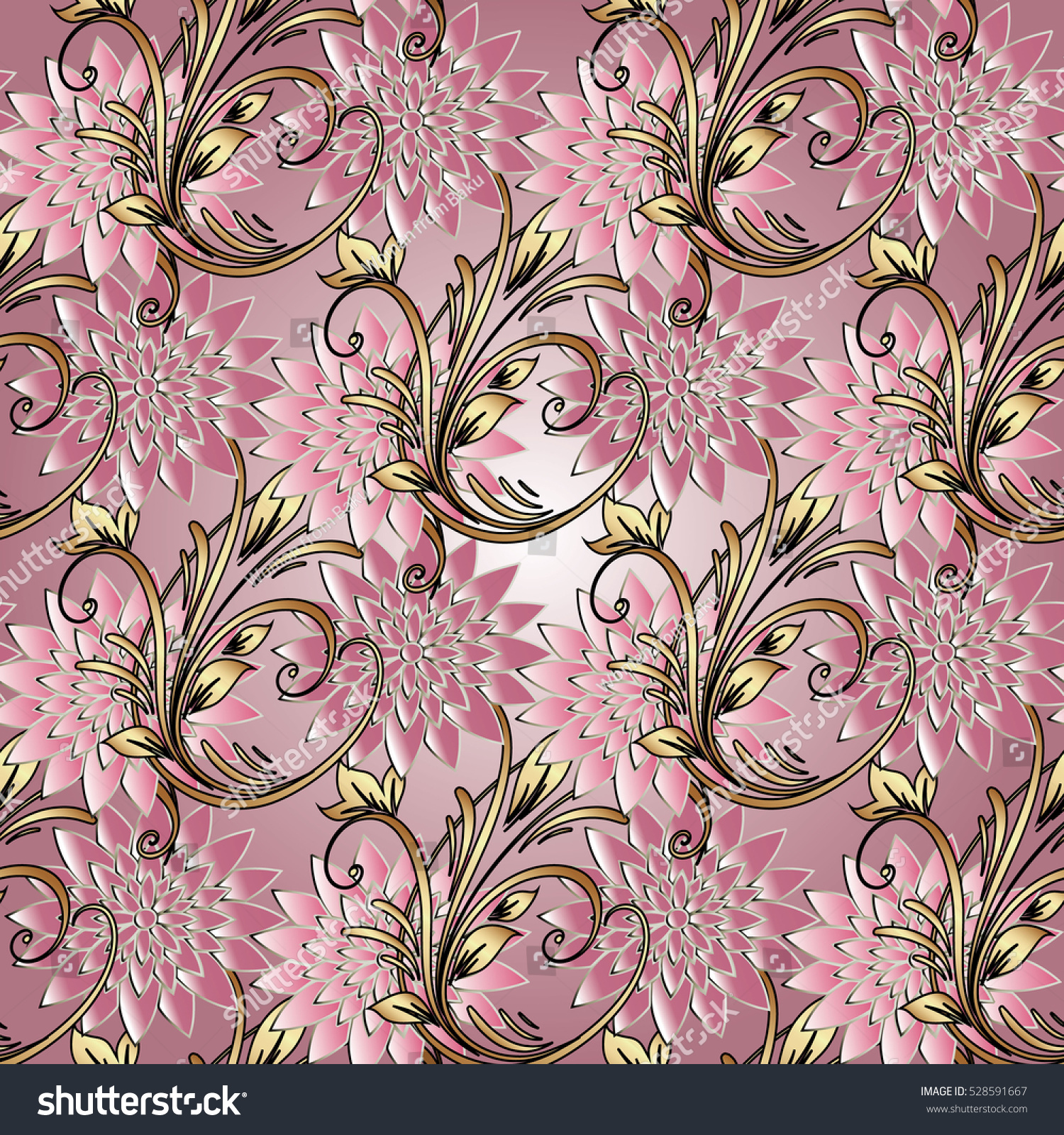 Light Pink Floral Seamless Pattern Abstract Stock Vector Royalty
