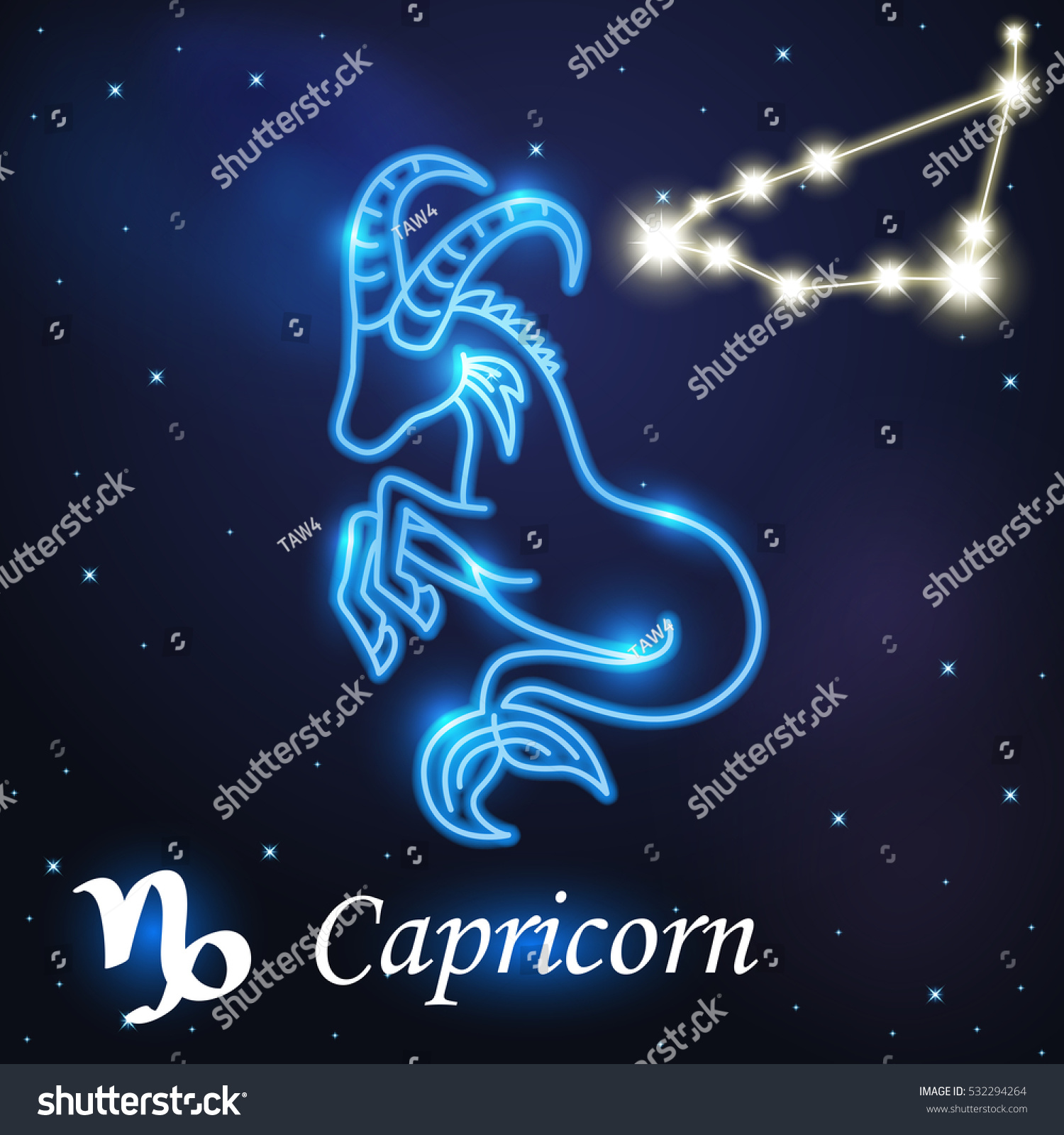 Light Symbol Sea Goat Capricorn Zodiac Stock Vector (Royalty Free ...