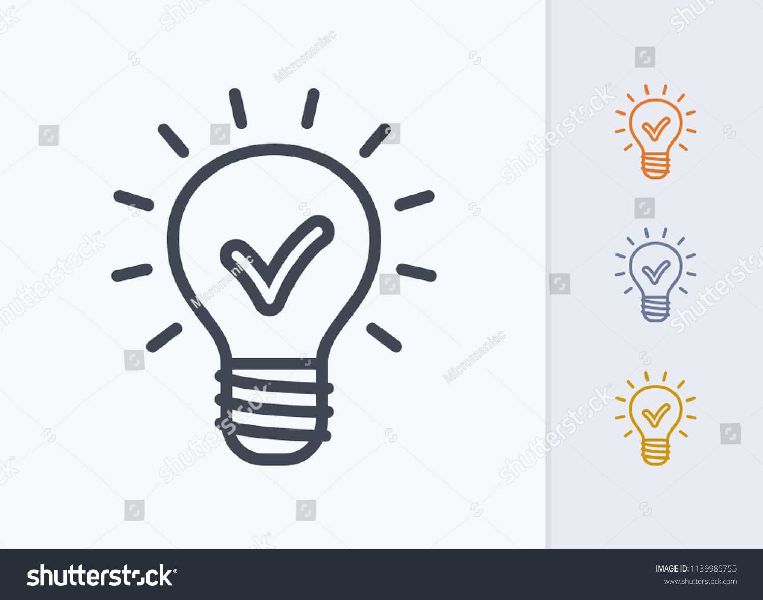 Lightbulb Check Sign Pastel Stroke Icons Stock Vector (Royalty Free ...