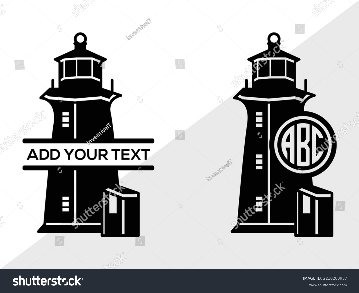 SVG of Lighthouse Monogram SVG Printable Vector Illustration svg