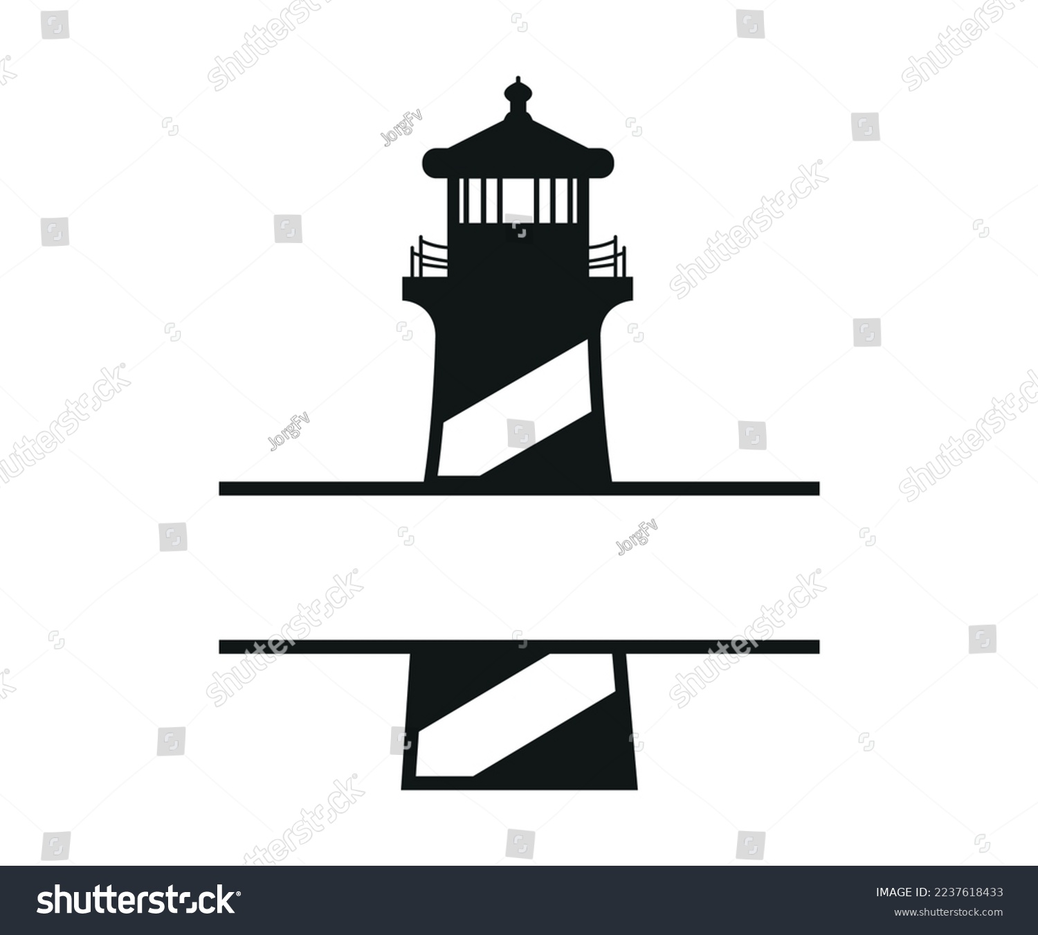 SVG of Lighthouse Split Monogram Nautical tower Vector Illustration svg