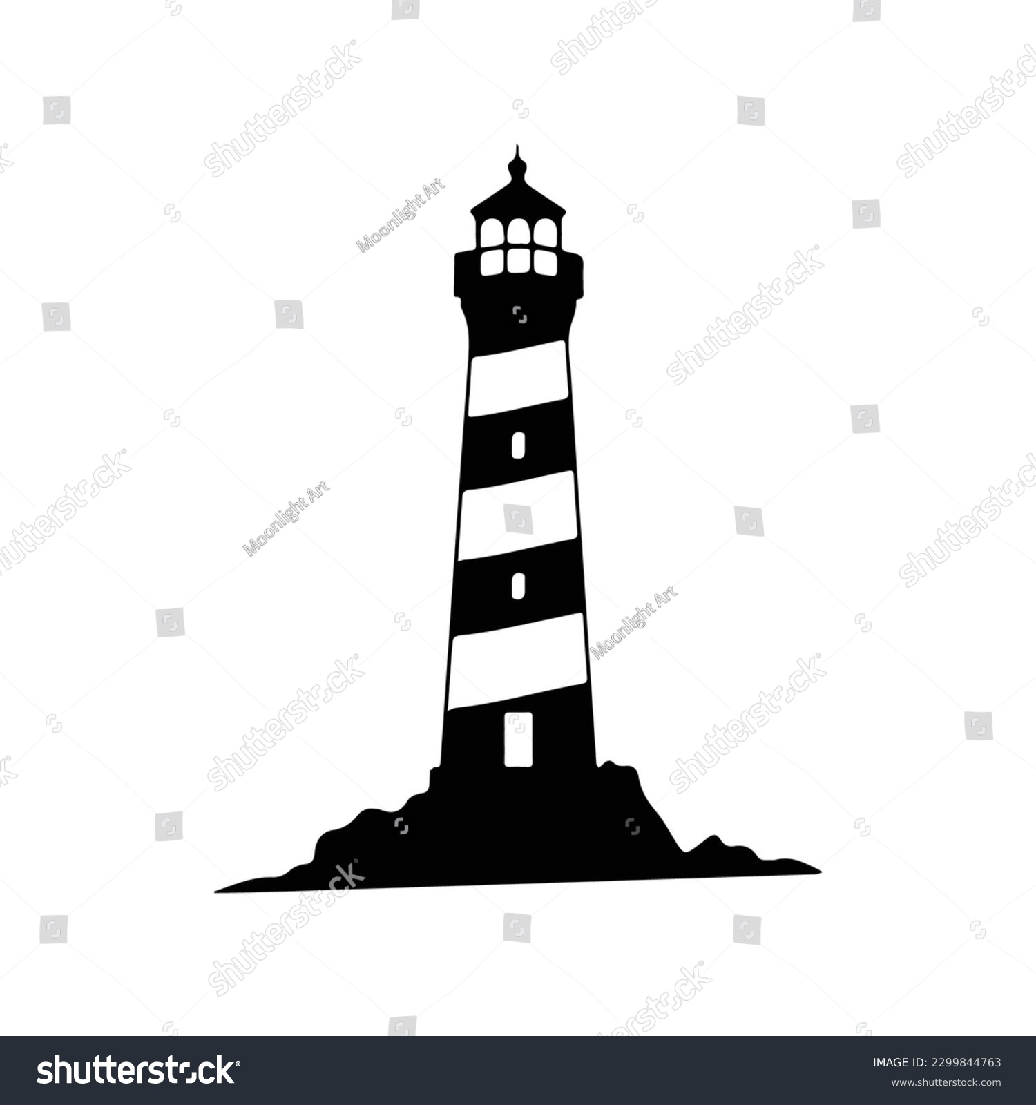 SVG of Lighthouse SVG, Lighthouse Silhouette SVG, Ocean SVG, Sea, Island svg, Lighthouse Design, Cut File for Cricut, Silhouette svg