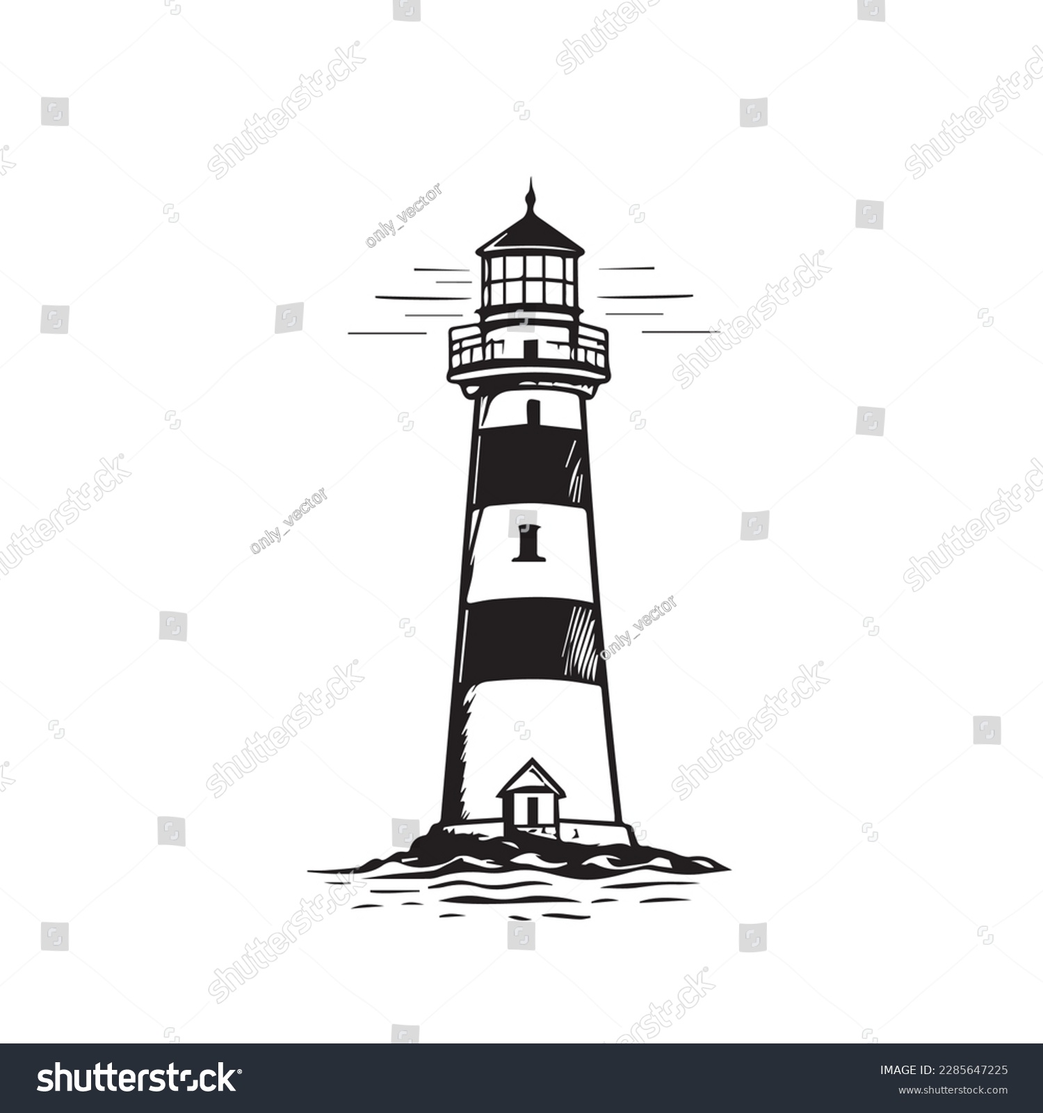 SVG of Lighthouse vector illustration on a white background. Vector illustration silhouette svg. svg