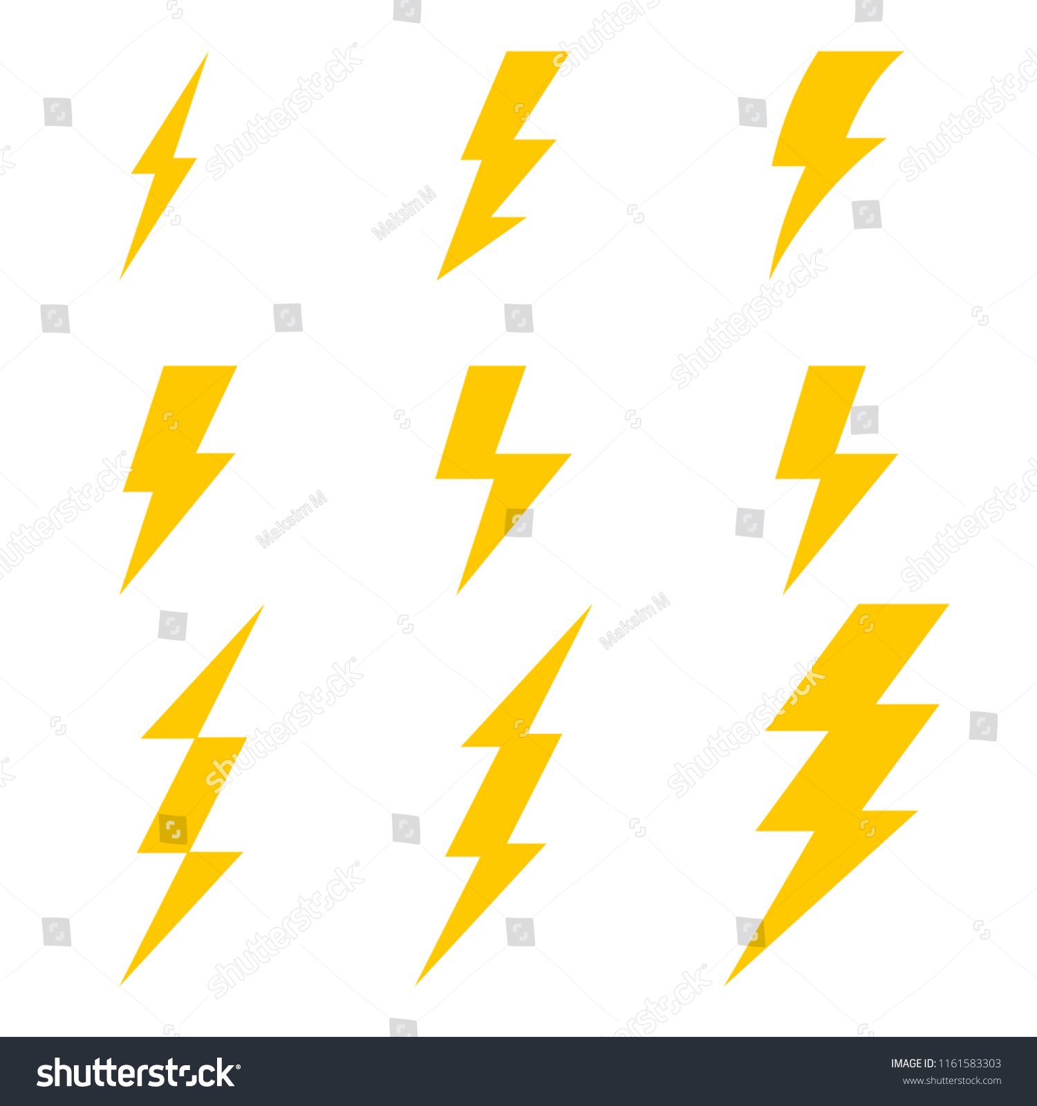 Lightning Bolt Icons Thunderbolt Vector Set Stock-vektor (royaltyfri ...