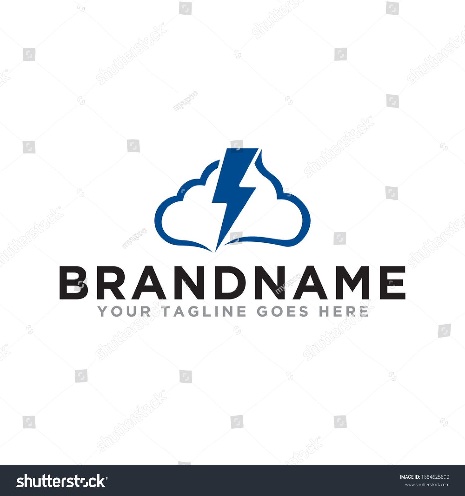 Lightning Cloud Logo Icon Storm Cloud Stock Vector (Royalty Free ...