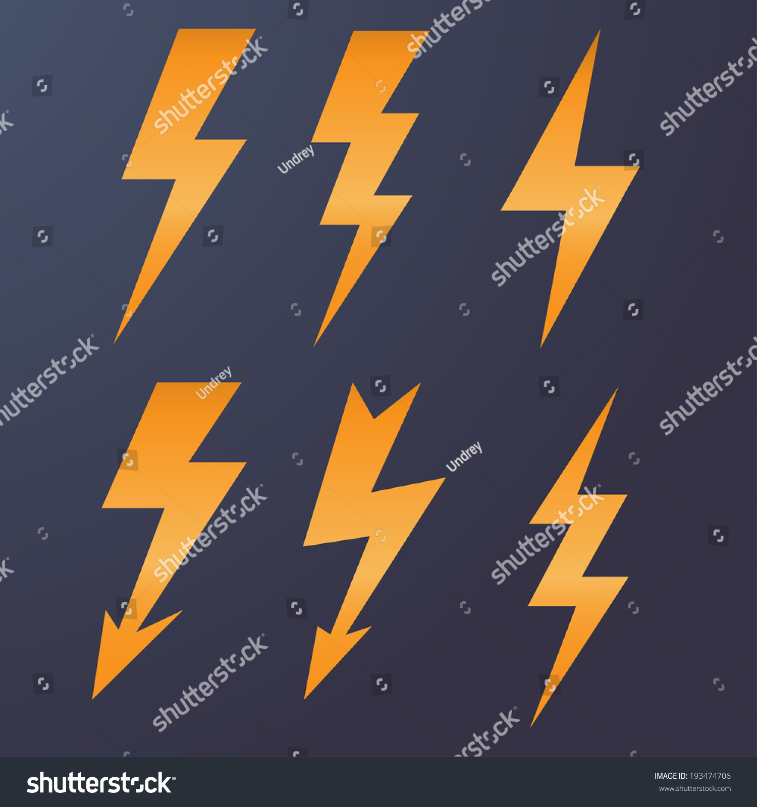 Lightning Icon Flat Design Long Shadows Stock Vector 193474706