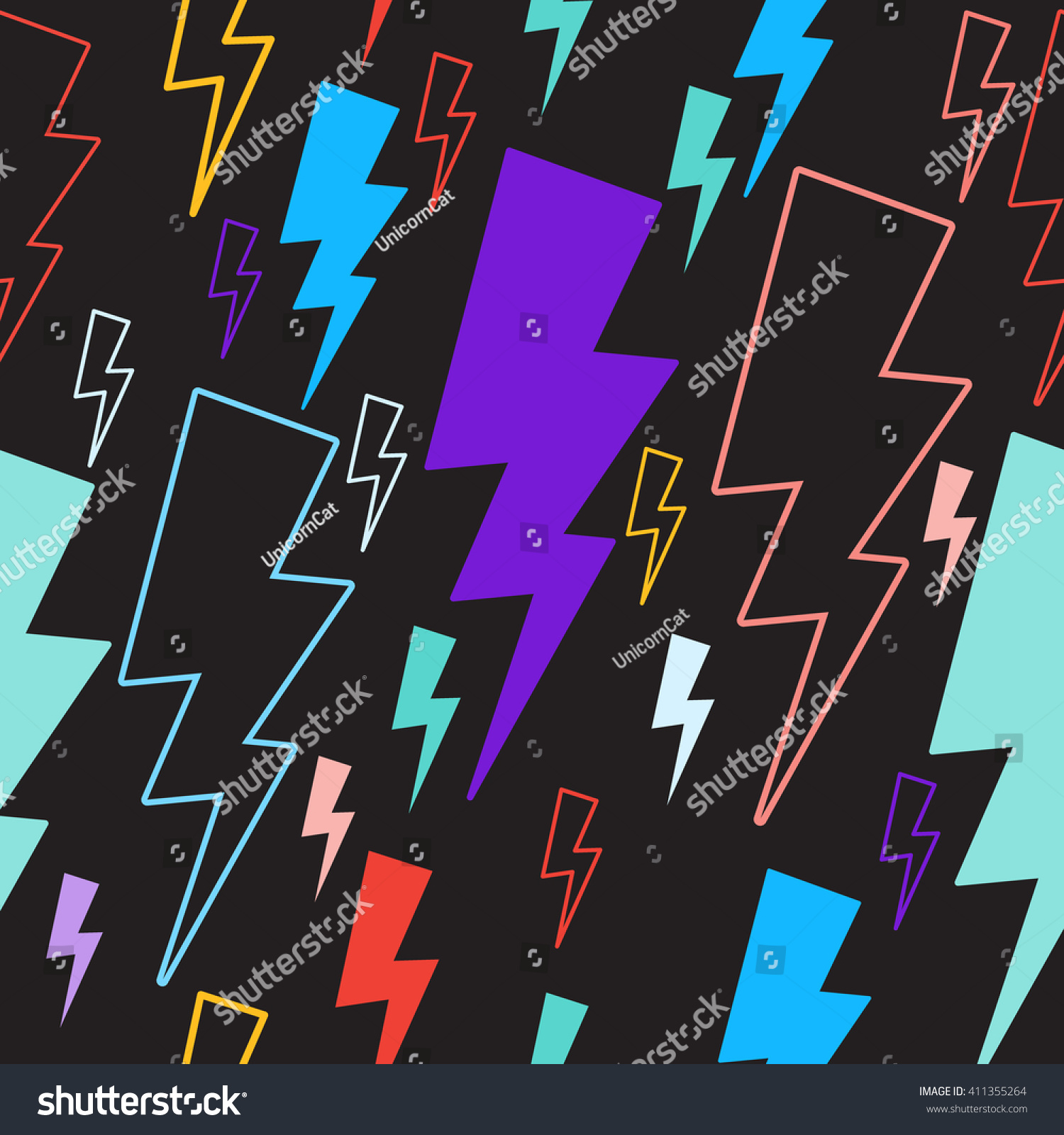 Lightning Seamless Pattern Colored Lightning On Stock Vector (royalty 