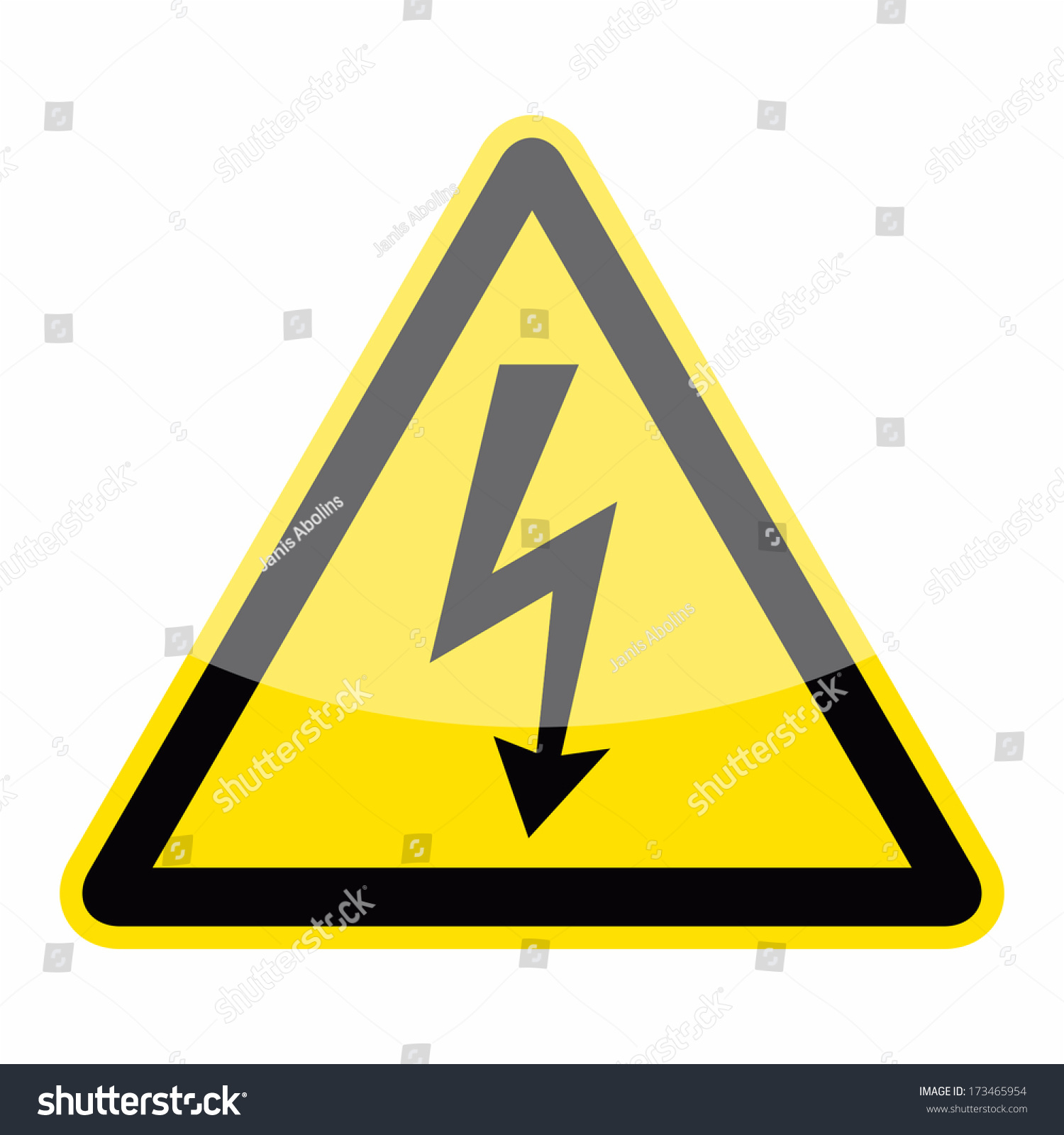 Lightning Sign Triangle Sign Button Stock Vector 173465954 - Shutterstock