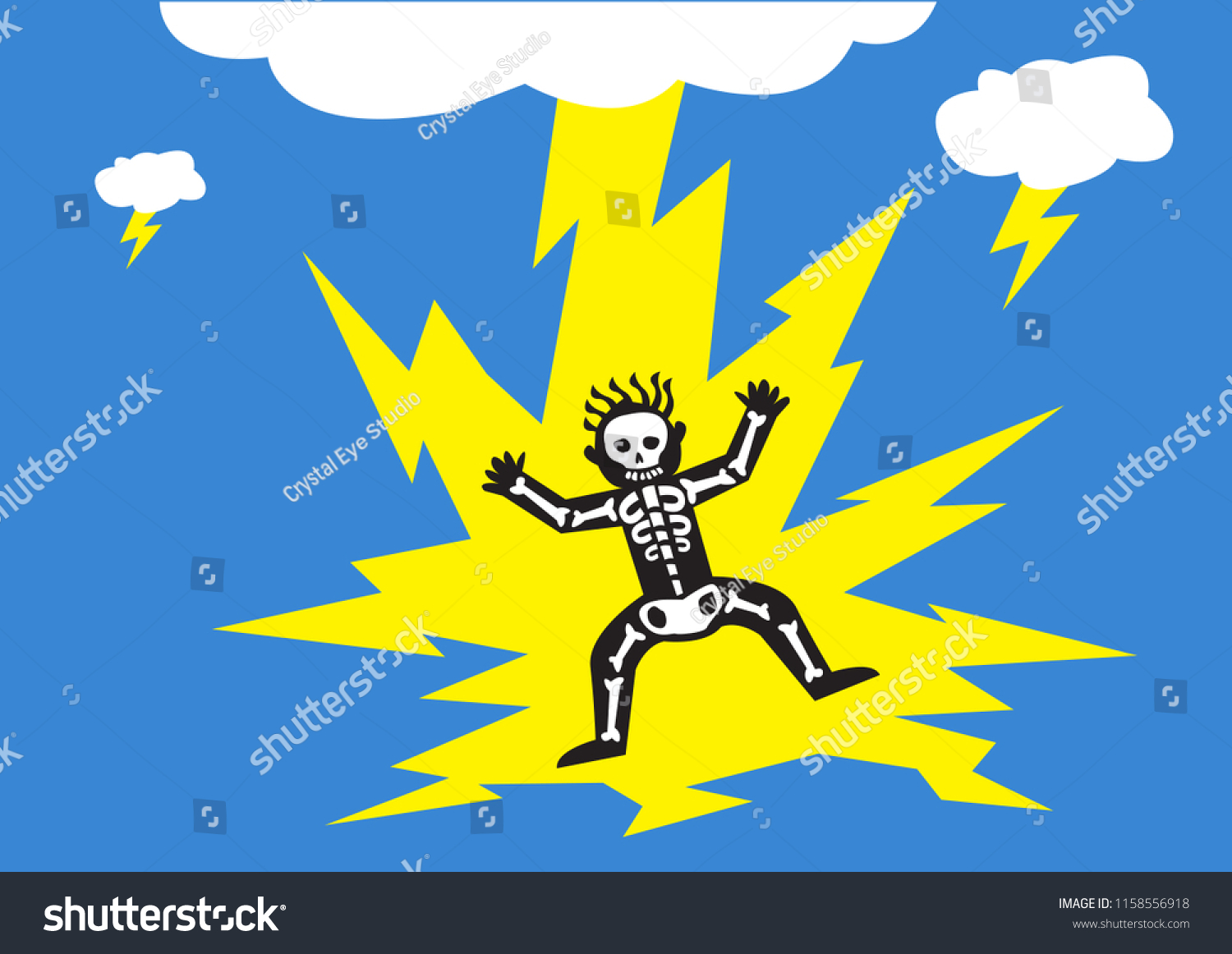 Vektor Stok Lightning Strikes Man Editable Clip Art Tanpa Royalti 1158556918 Shutterstock 