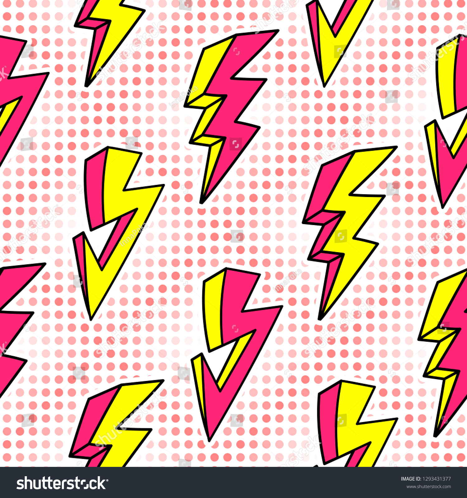 Lightning Strikes Seamless Pattern Retro Cartoon Stock Vector