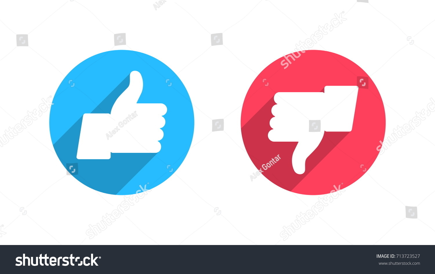 Like Dislike Vector Flat Icons On Stock Vector 713723527 - Shutterstock