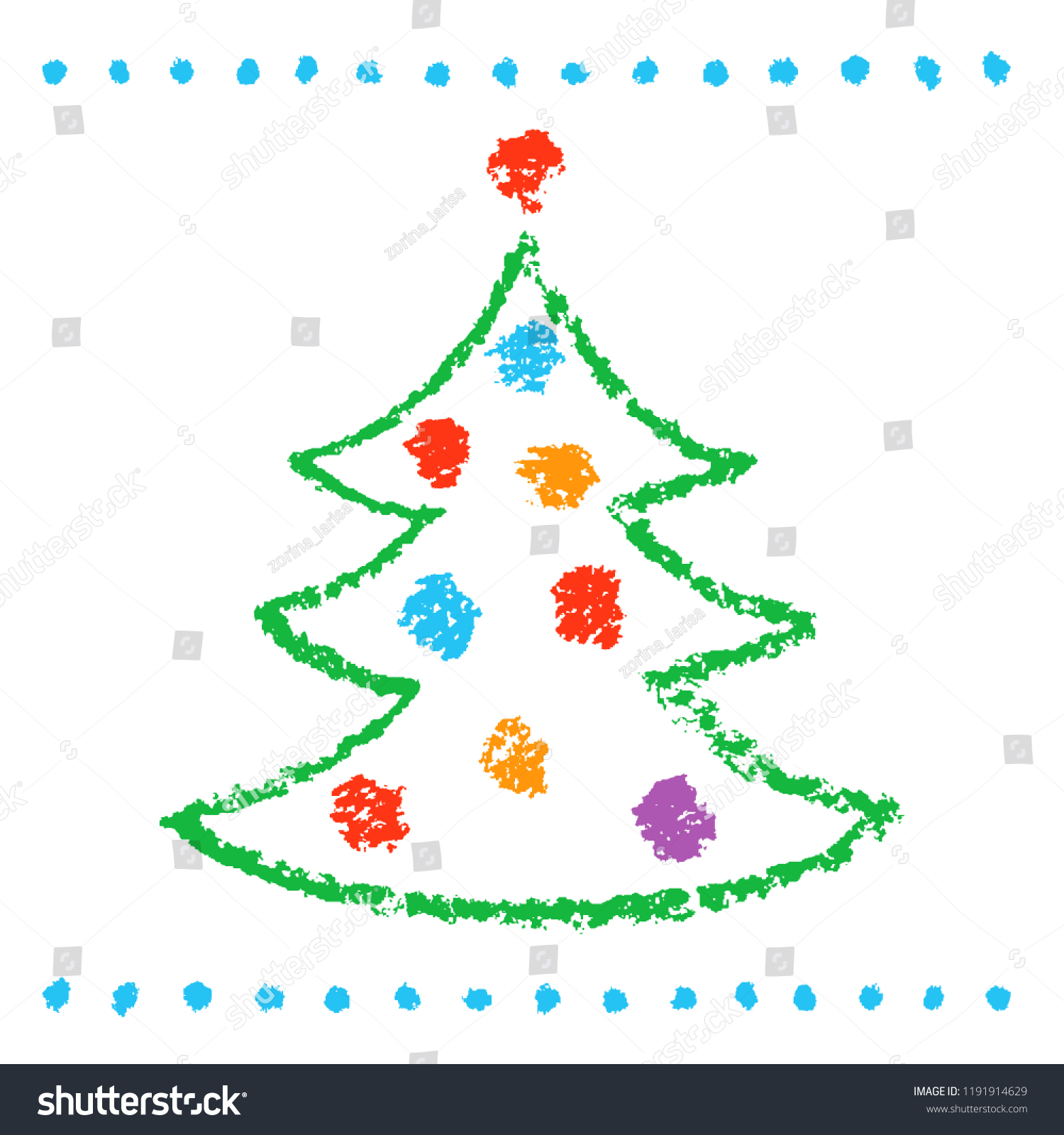 Like Childs Drawing Christmas Tree On Stock Vector Royalty Free 1191914629