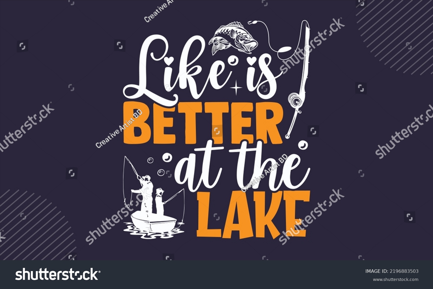 SVG of Like Is Better At The Lake - Fishing T shirt Design, Hand drawn vintage illustration with hand-lettering and decoration elements, Cut Files for Cricut Svg, Digital Download svg
