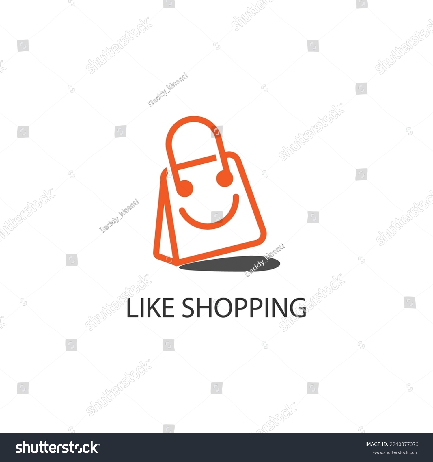 SVG of Like shopping concept logo. Illustration of shopping bag with emoji smile character. svg