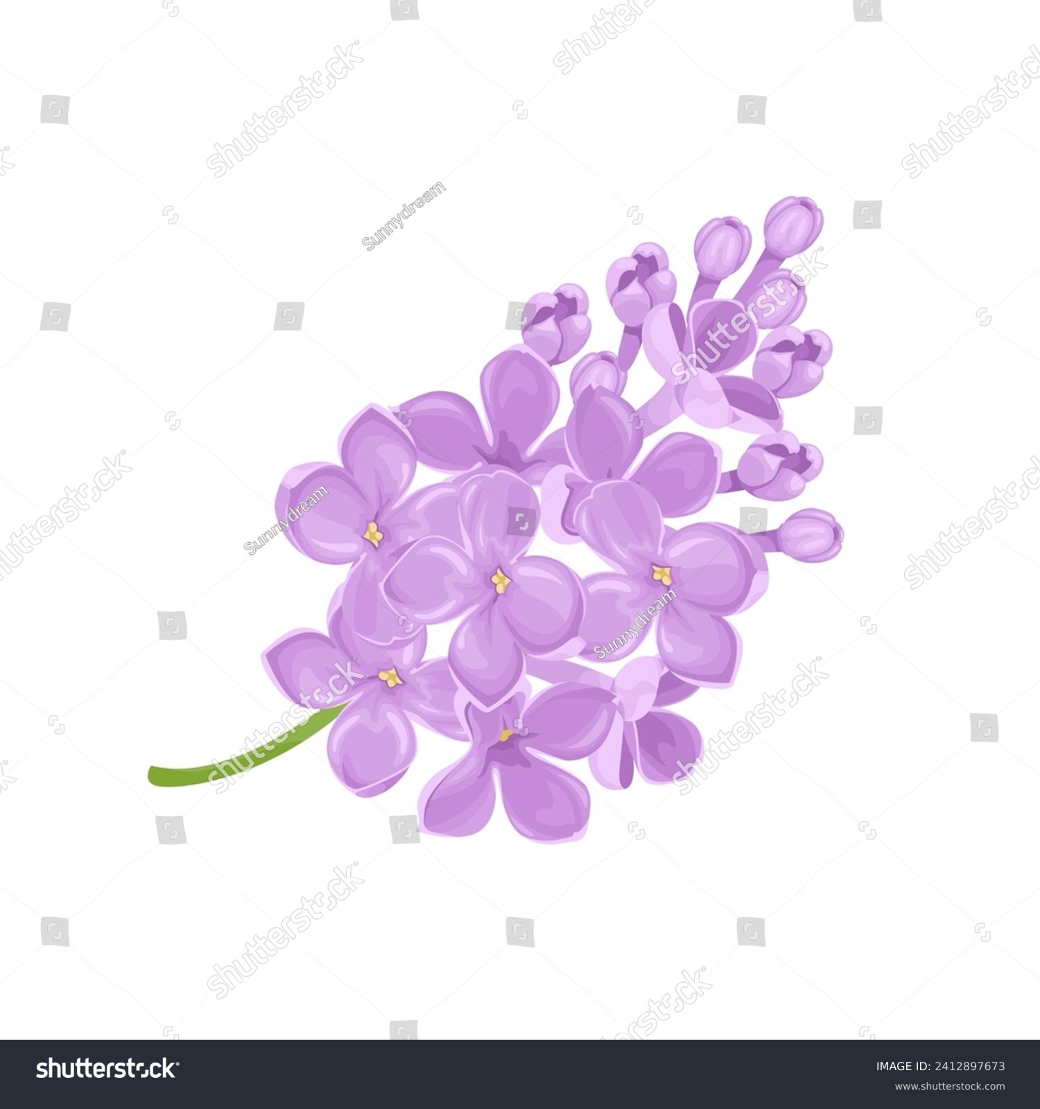 SVG of Lilac flowers icon. Vector cartoon illustration of Lilac branch. svg
