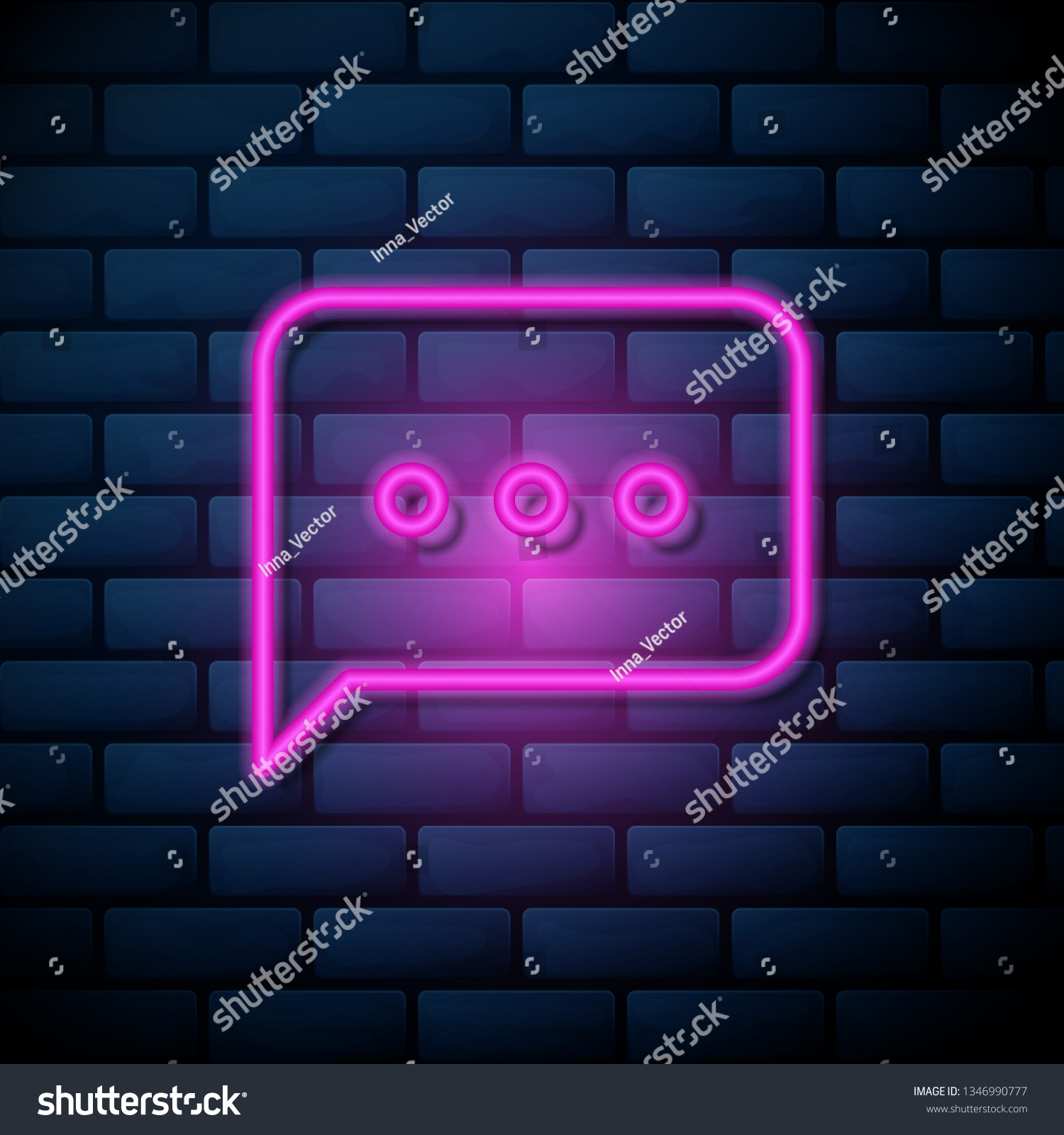 Lilac Pink Neon Sign On Brick Stock Vector Royalty Free