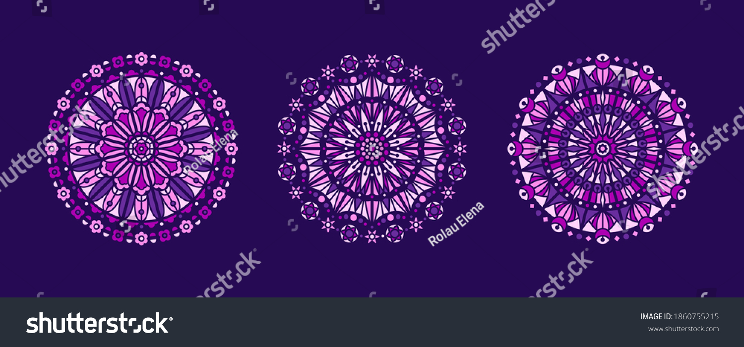 Lilac Purple Pink Mandala Stained Glass Stock Vector Royalty Free 1860755215 Shutterstock