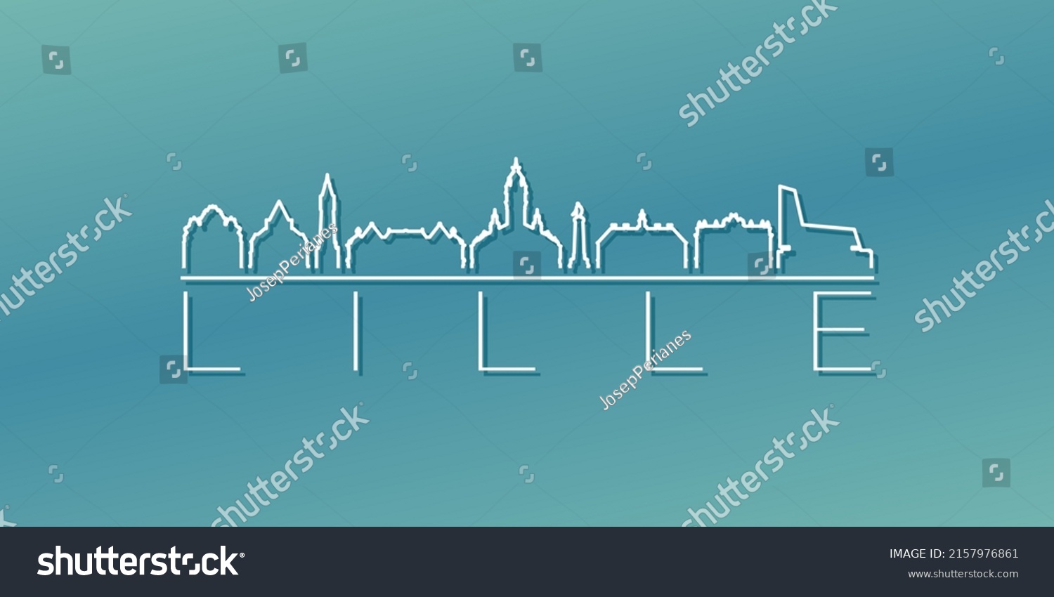 SVG of Lille, France Skyline Linear Design. Flat City Illustration Minimal Clip Art. Background Gradient Travel Vector Icon. svg
