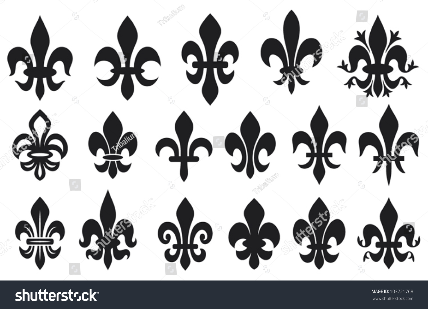 Lily Flower Collection Heraldic Symbols Stock Vector 103721768 ...