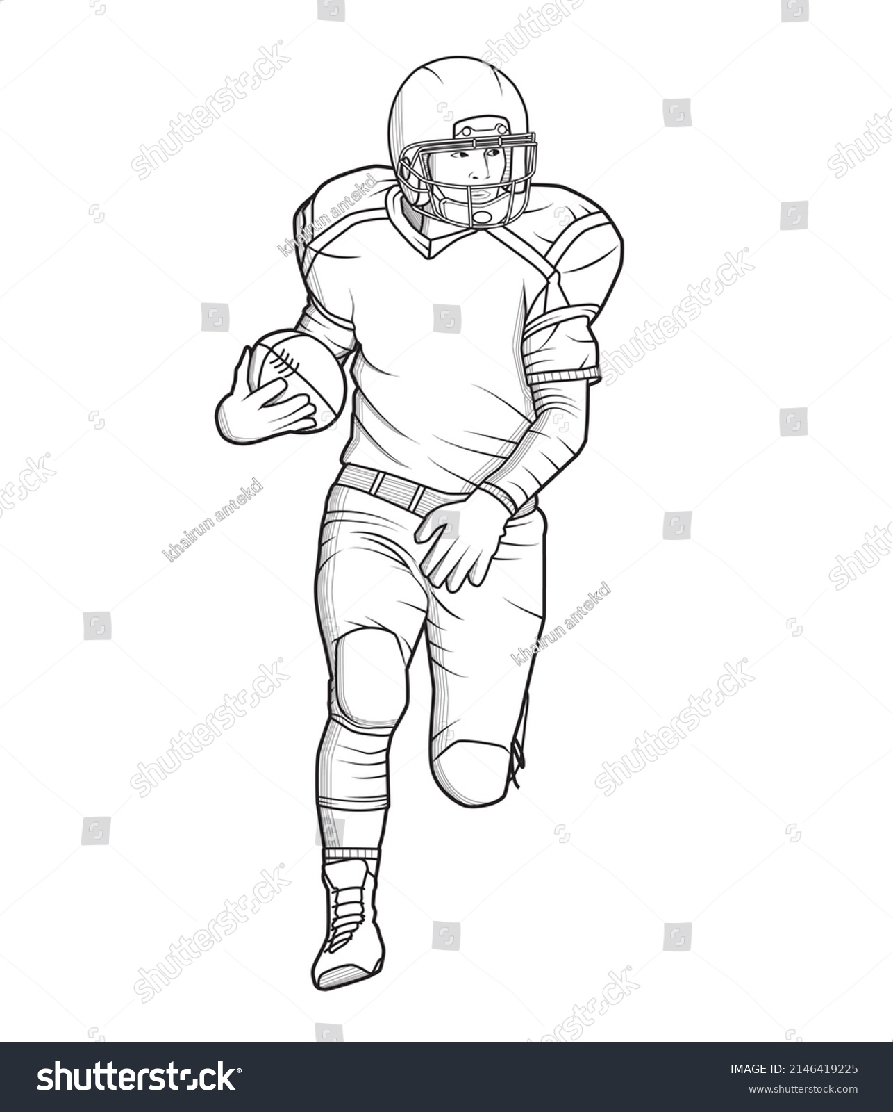 Line Art American Football Player Sketch Stock Vector (Royalty Free ...