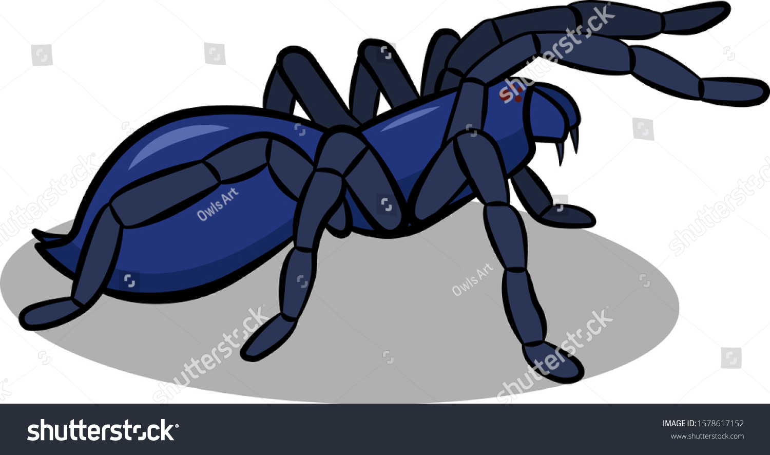 blue spider cartoon, crawling on gray surface clip art preview