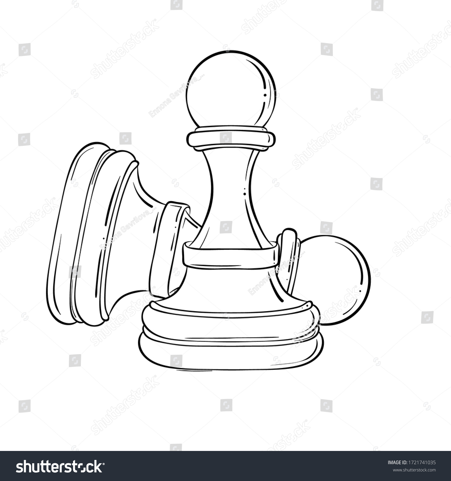 Line Art Drawing Chess Pieces Minimalist Stock Vector (Royalty Free ...